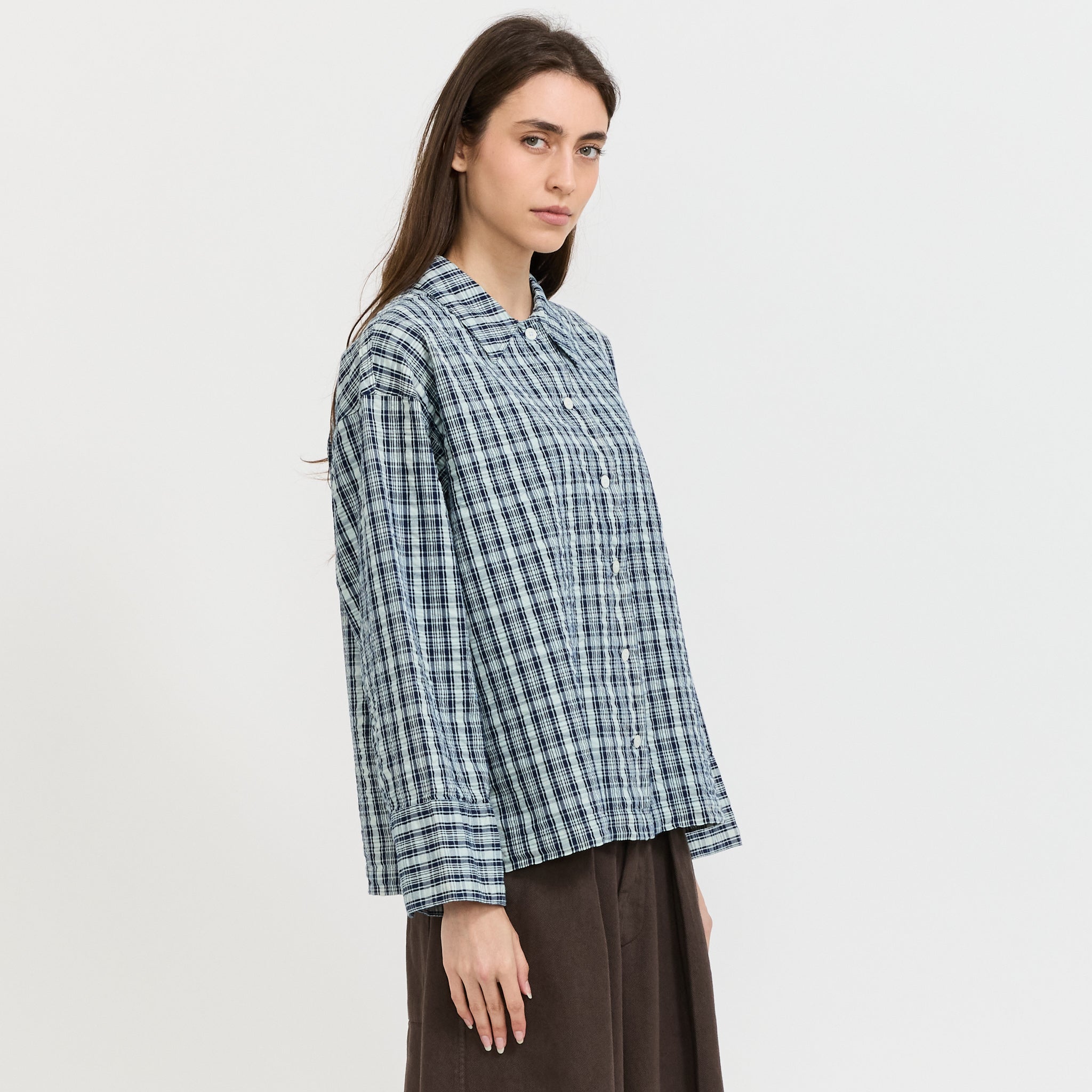 Jutta Shirt Indigo Seersucker