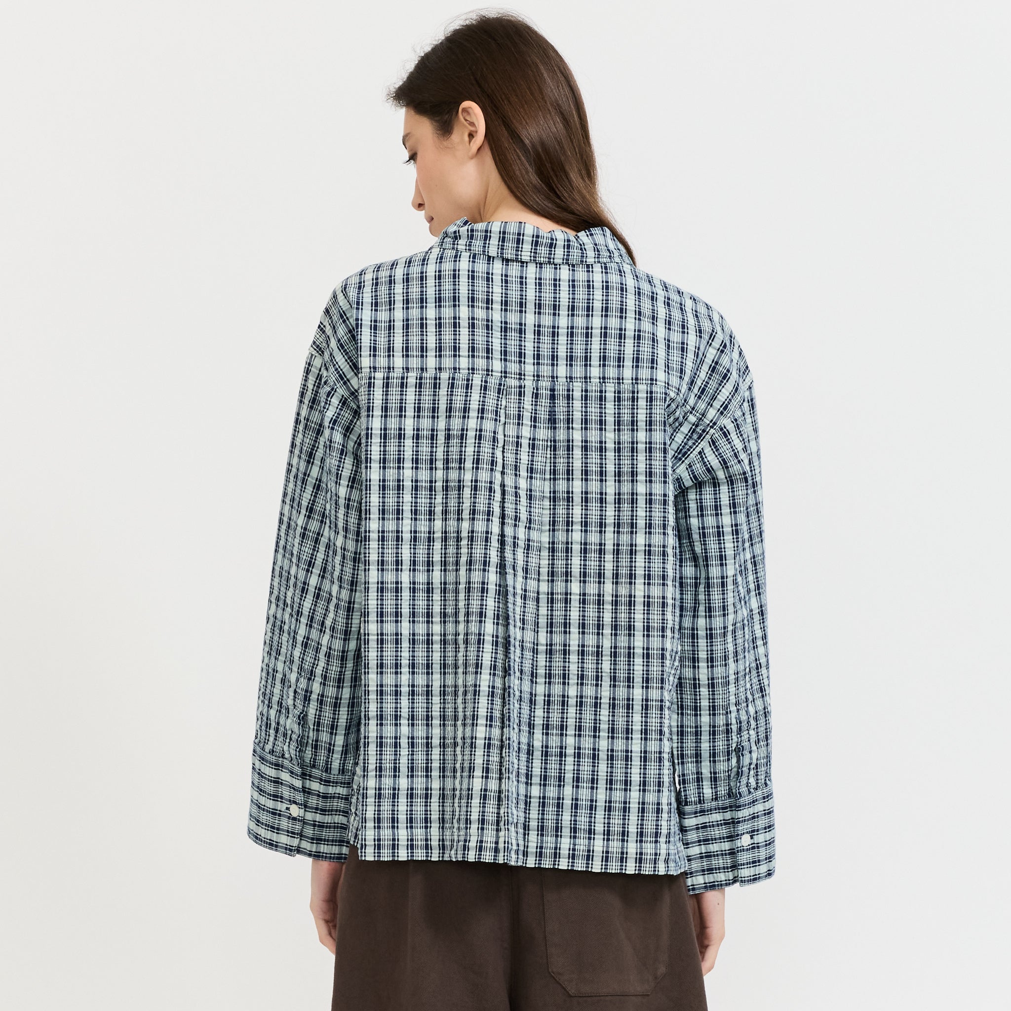 Jutta Shirt Indigo Seersucker