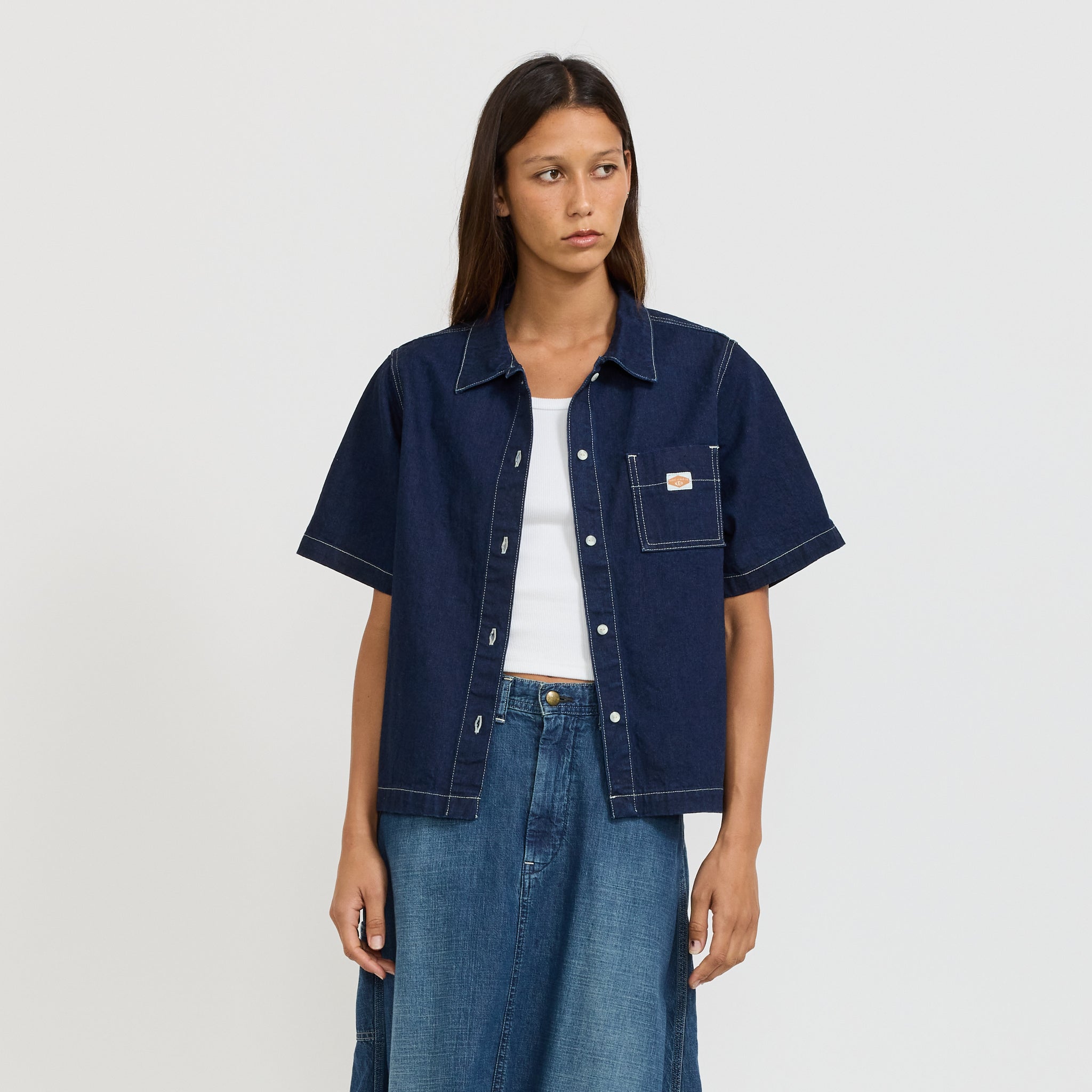 Lina Painter Denim Shirt Dark Blue