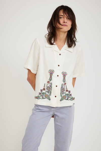 Nudie | Moa Floral Shirt Egg White | Maplestore