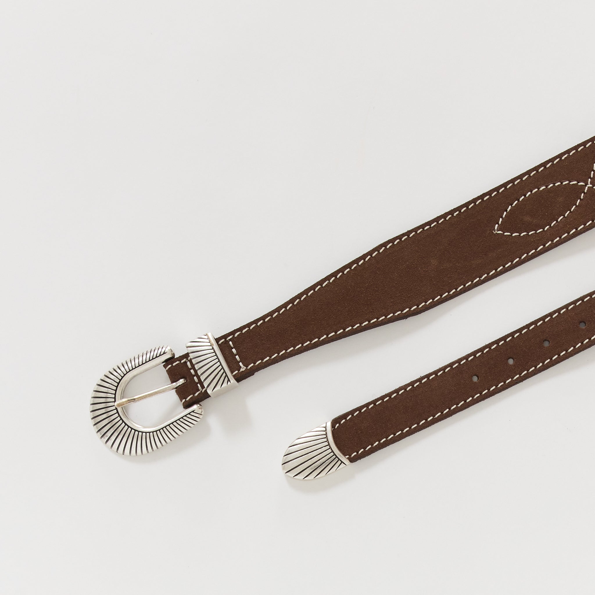 Western Ranch Suede Belt Toffee Brown