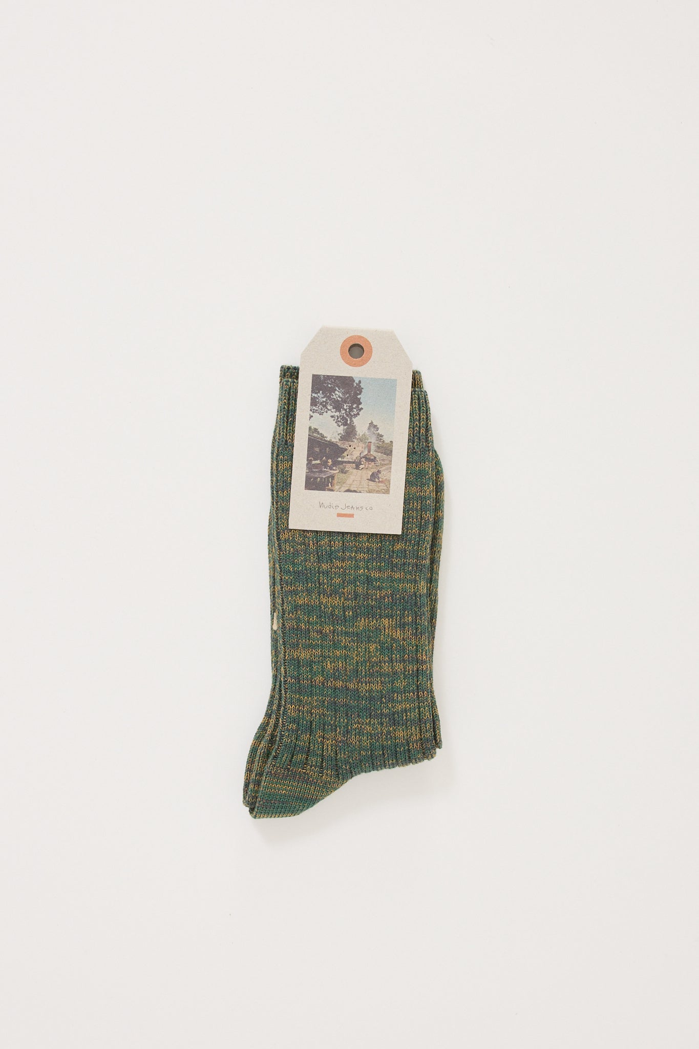 Rasmusson Women Rib Sock Green Melange