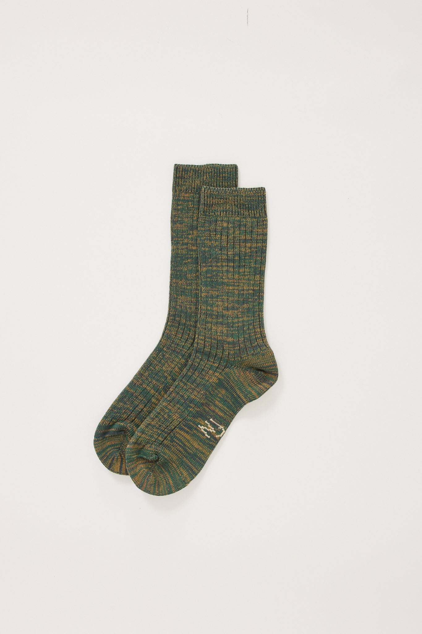 Rasmusson Women Rib Sock Green Melange