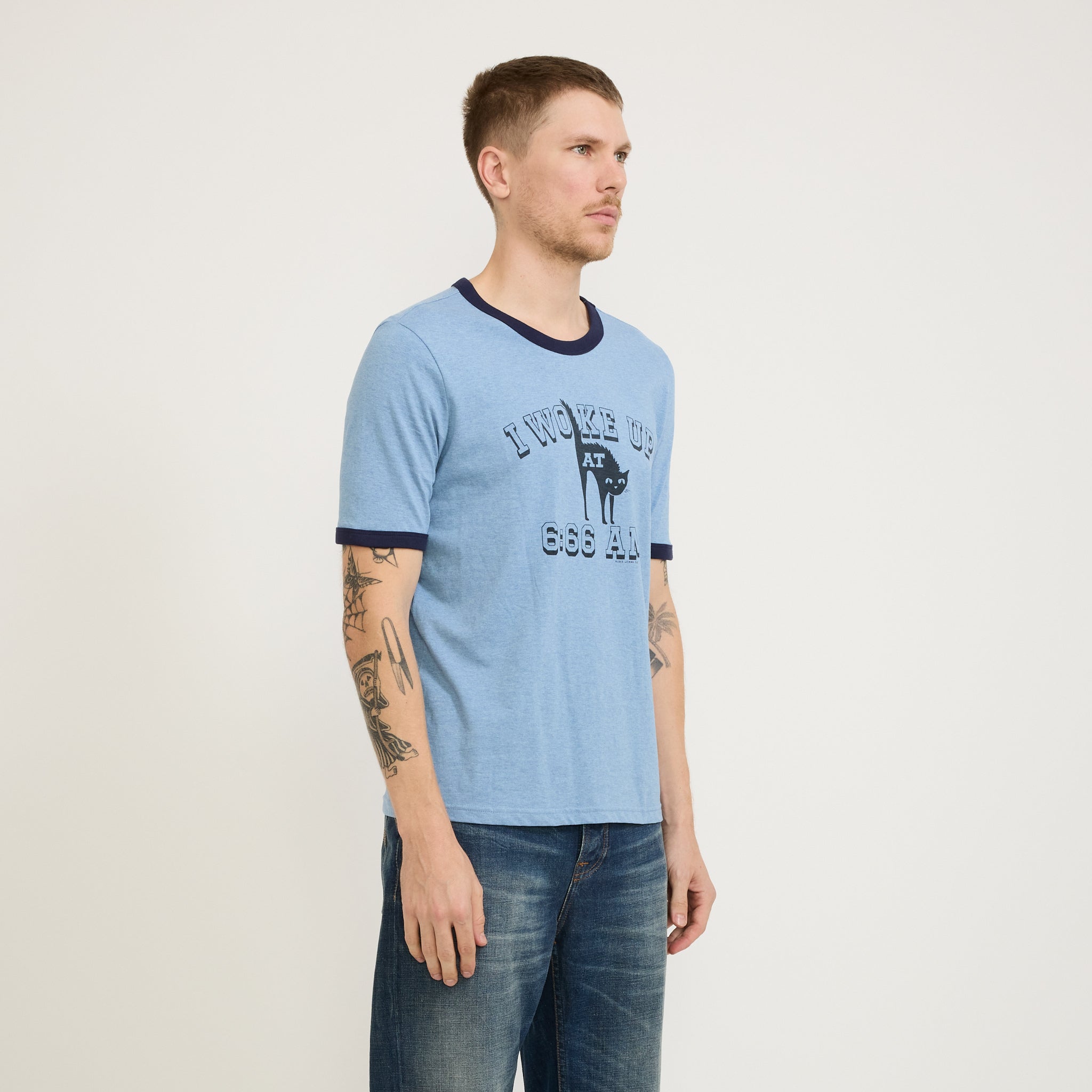 Nudie Jeans Co. | Ricky 6-66 Ringer T-Shirt Bluemelange | Maplestore