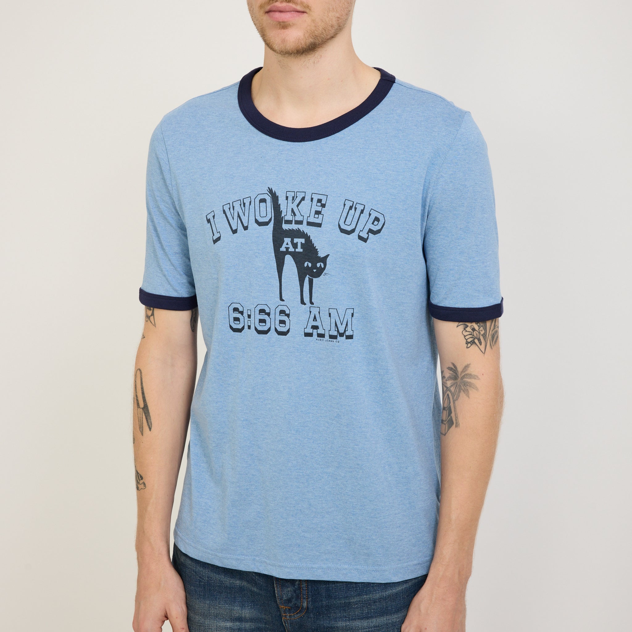 Nudie Jeans Co. | Ricky 6-66 Ringer T-Shirt Bluemelange | Maplestore