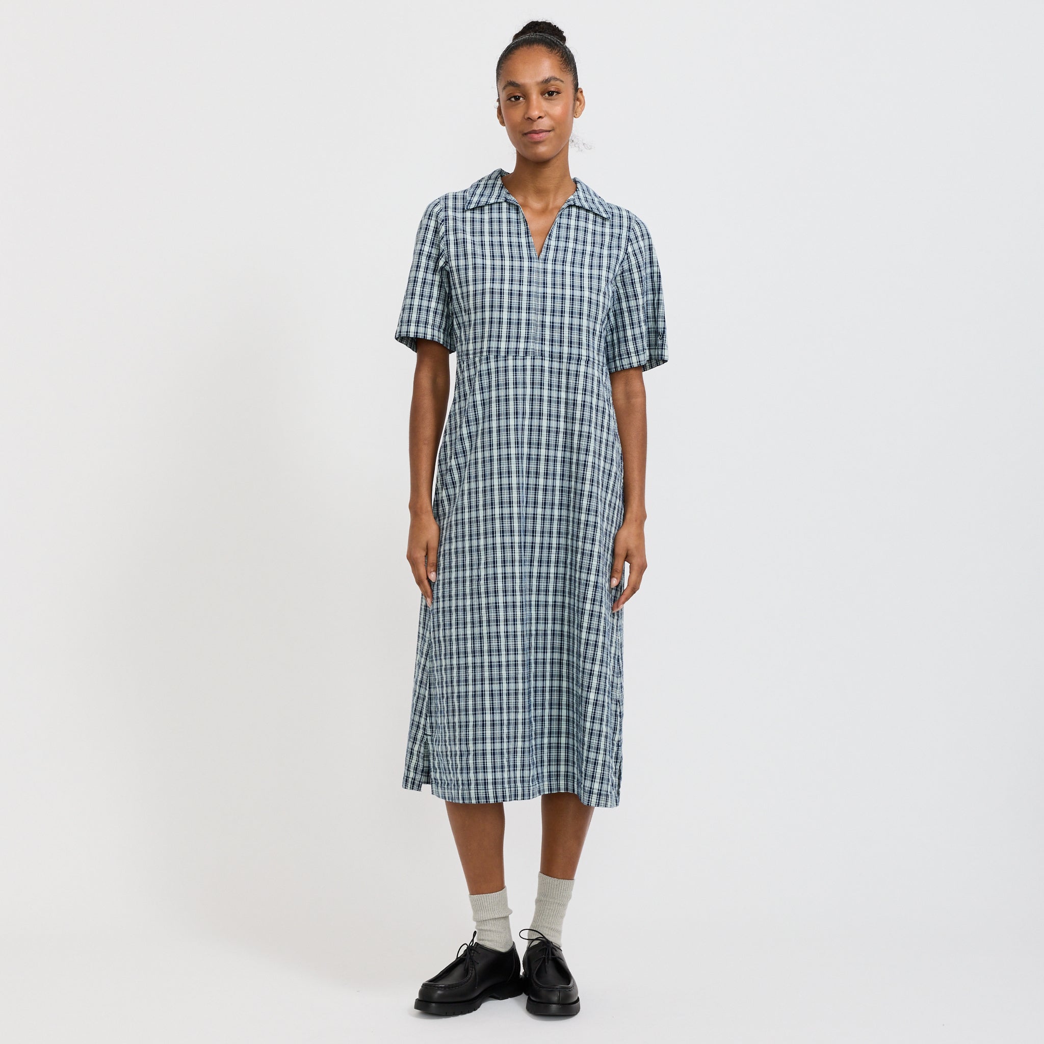 Ronja Dress Indigo Seersucker