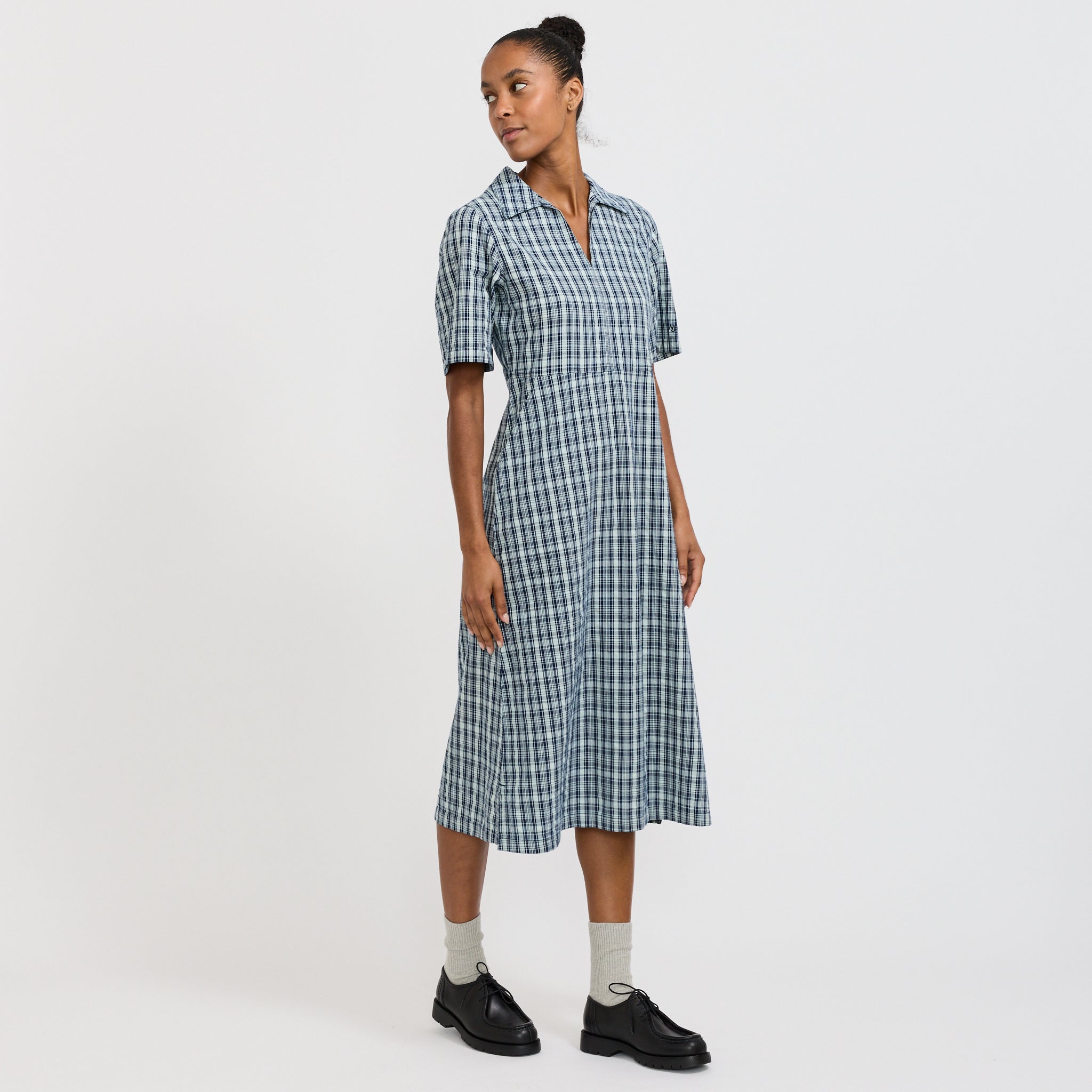 Ronja Dress Indigo Seersucker