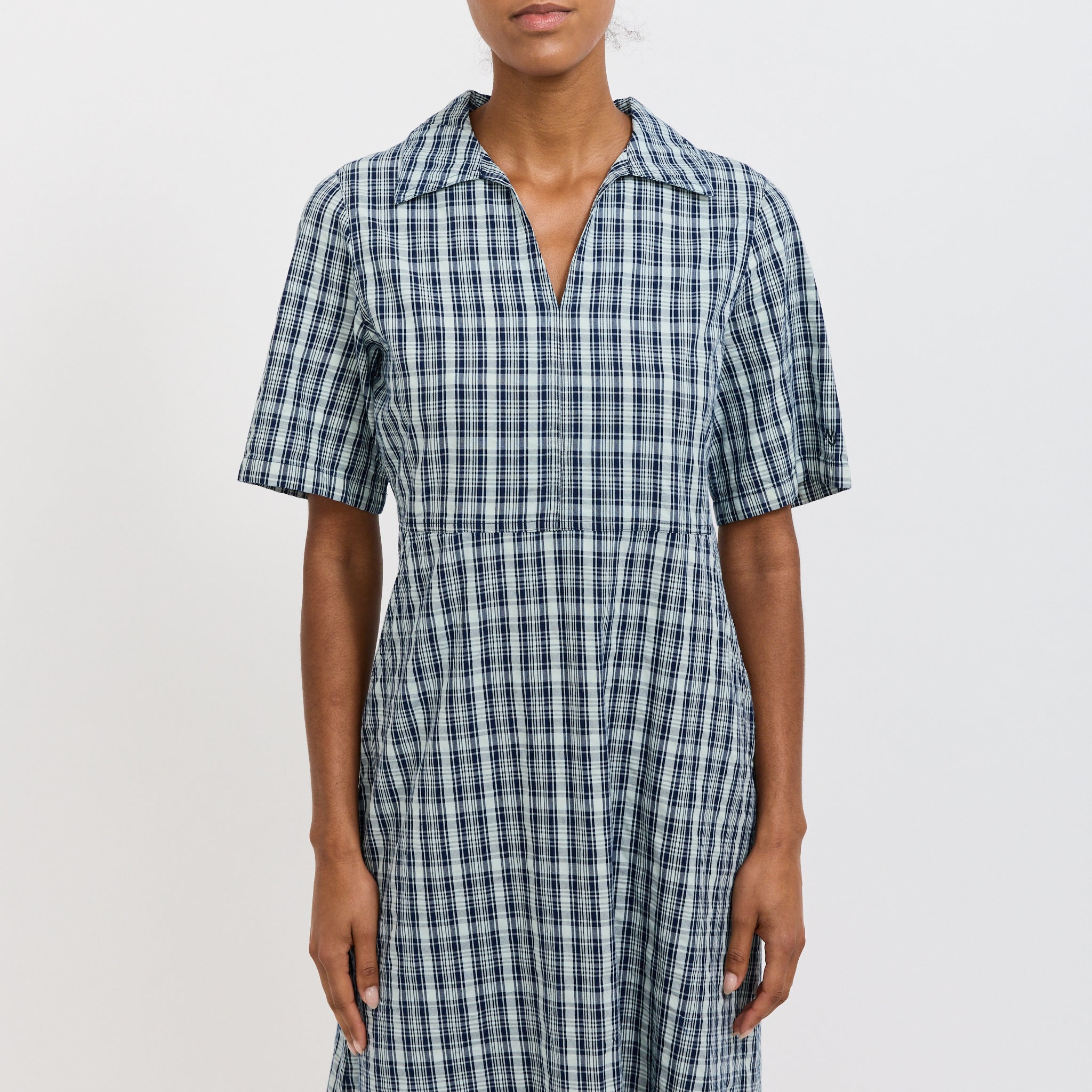 Ronja Dress Indigo Seersucker