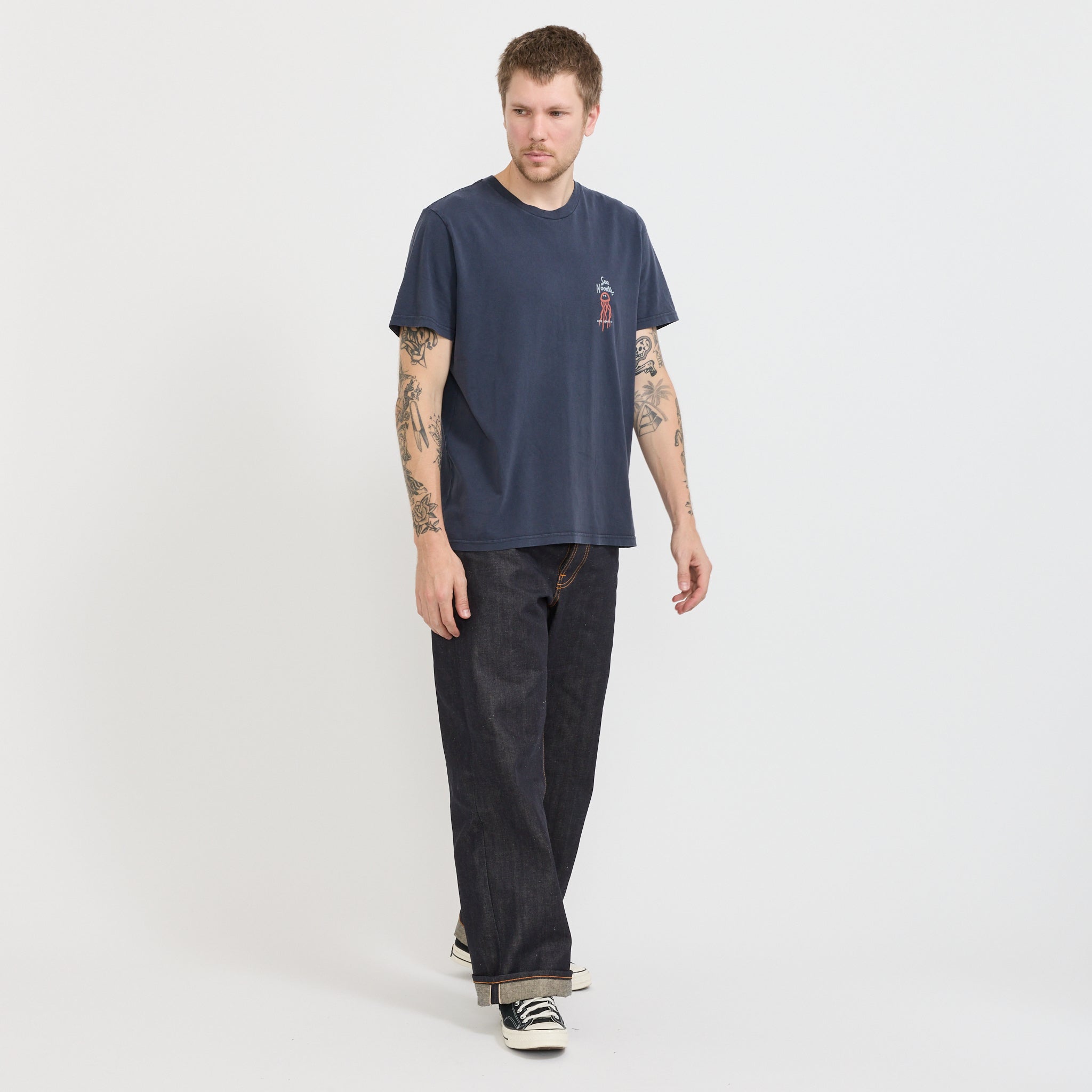 Nudie Jeans Co. | Roy Sea Noodles T-Shirt Dark Blue | Maplestore