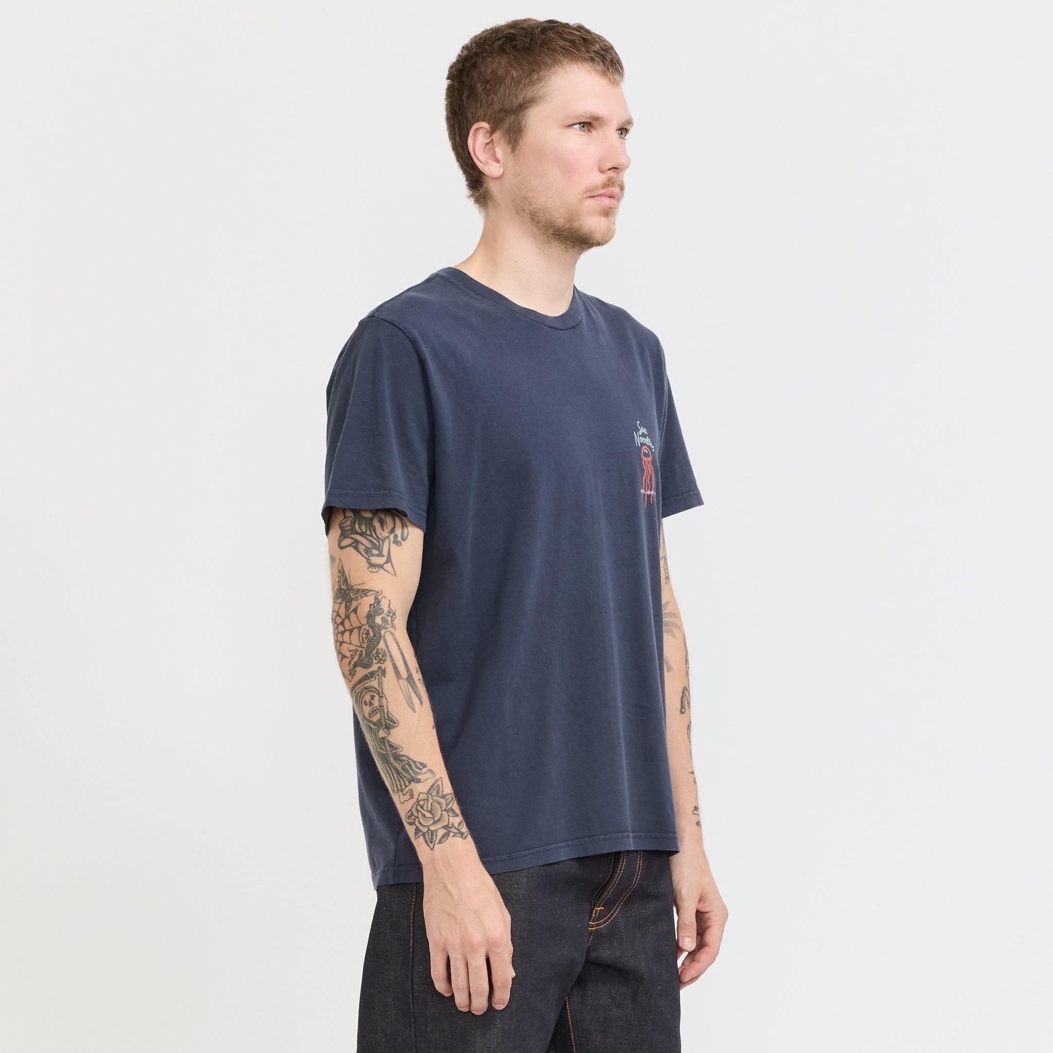 Nudie Jeans Co. | Roy Sea Noodles T-Shirt Dark Blue | Maplestore