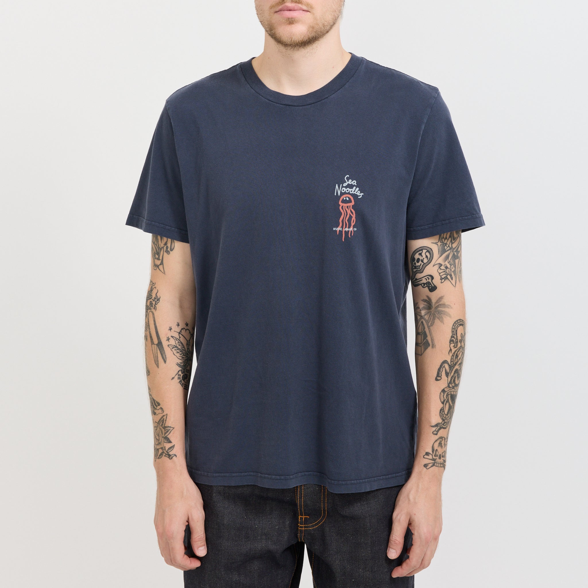 Nudie Jeans Co. | Roy Sea Noodles T-Shirt Dark Blue | Maplestore
