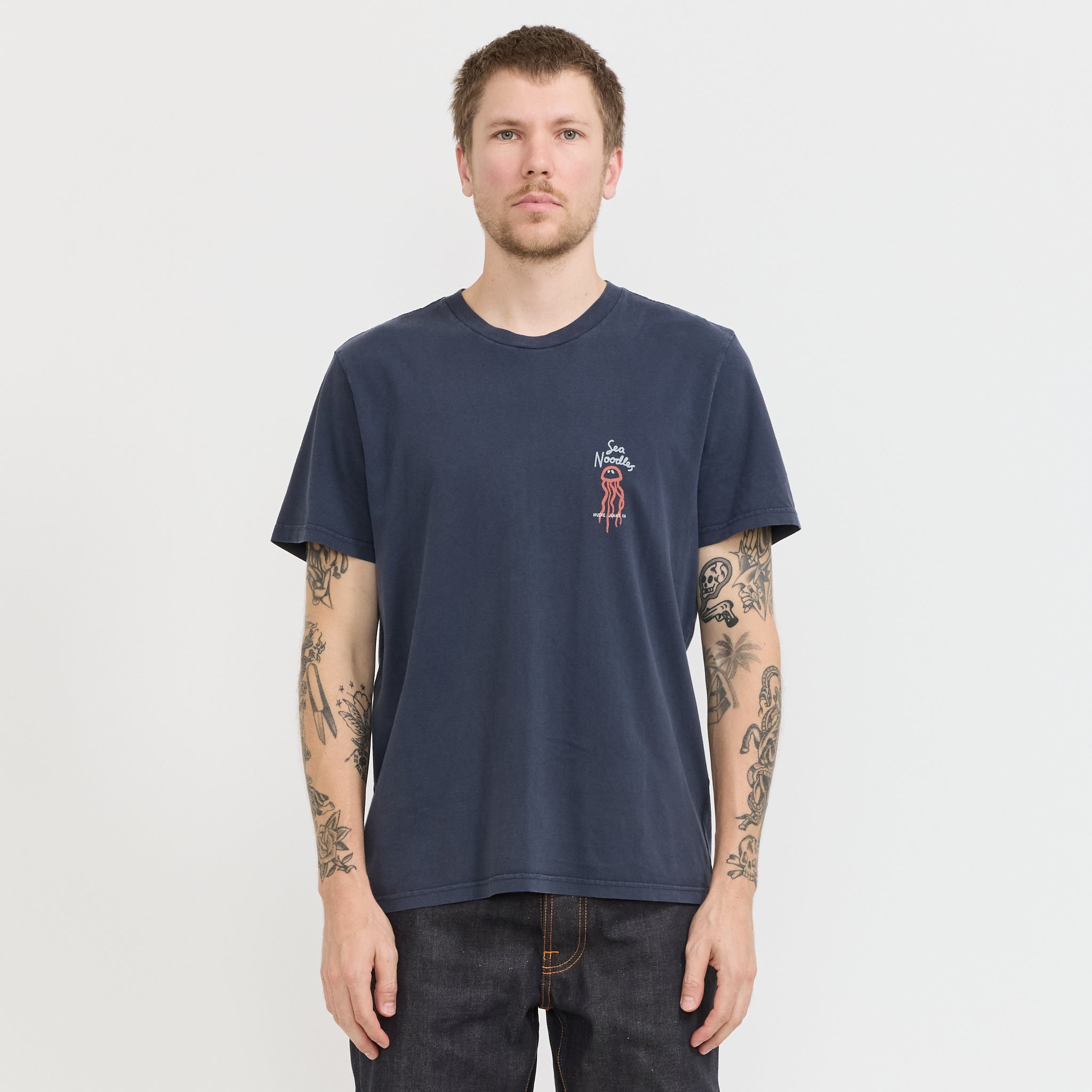 Nudie Jeans Co. | Roy Sea Noodles T-Shirt Dark Blue | Maplestore