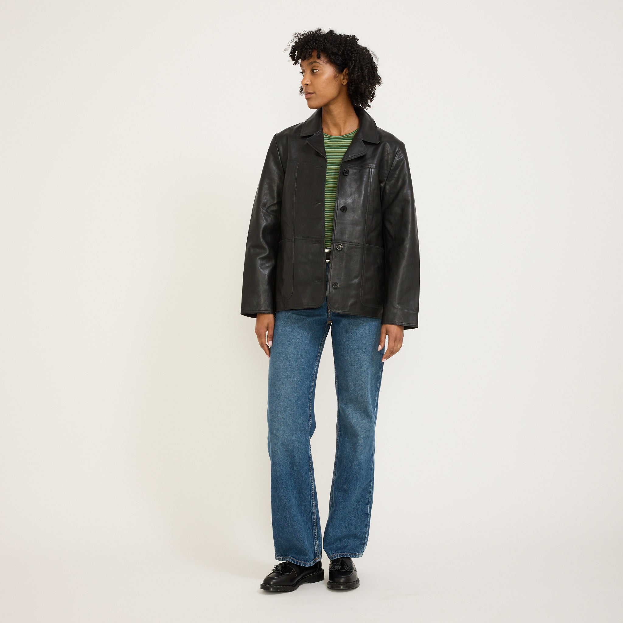 Saga Leather Blazer Black