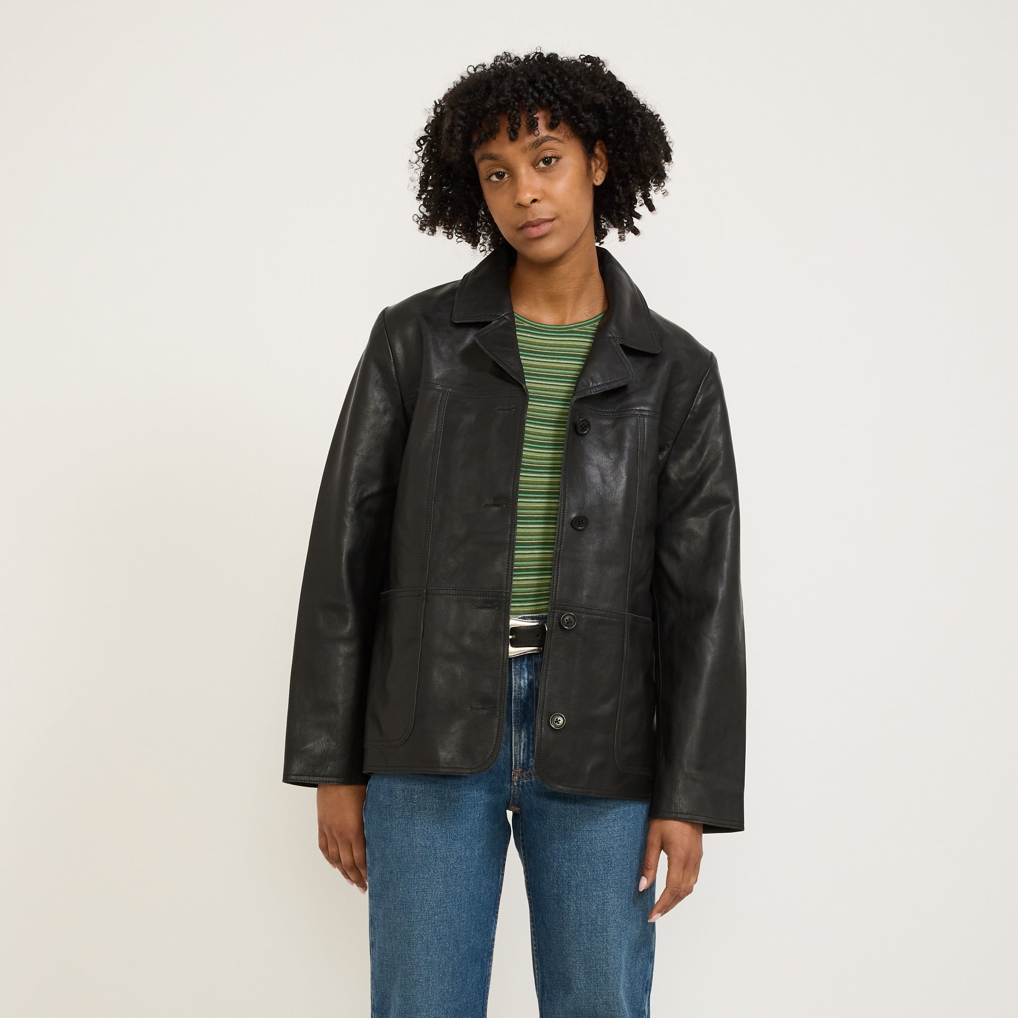 Nudie Jeans Co. Saga Leather Blazer Black | Maplestore