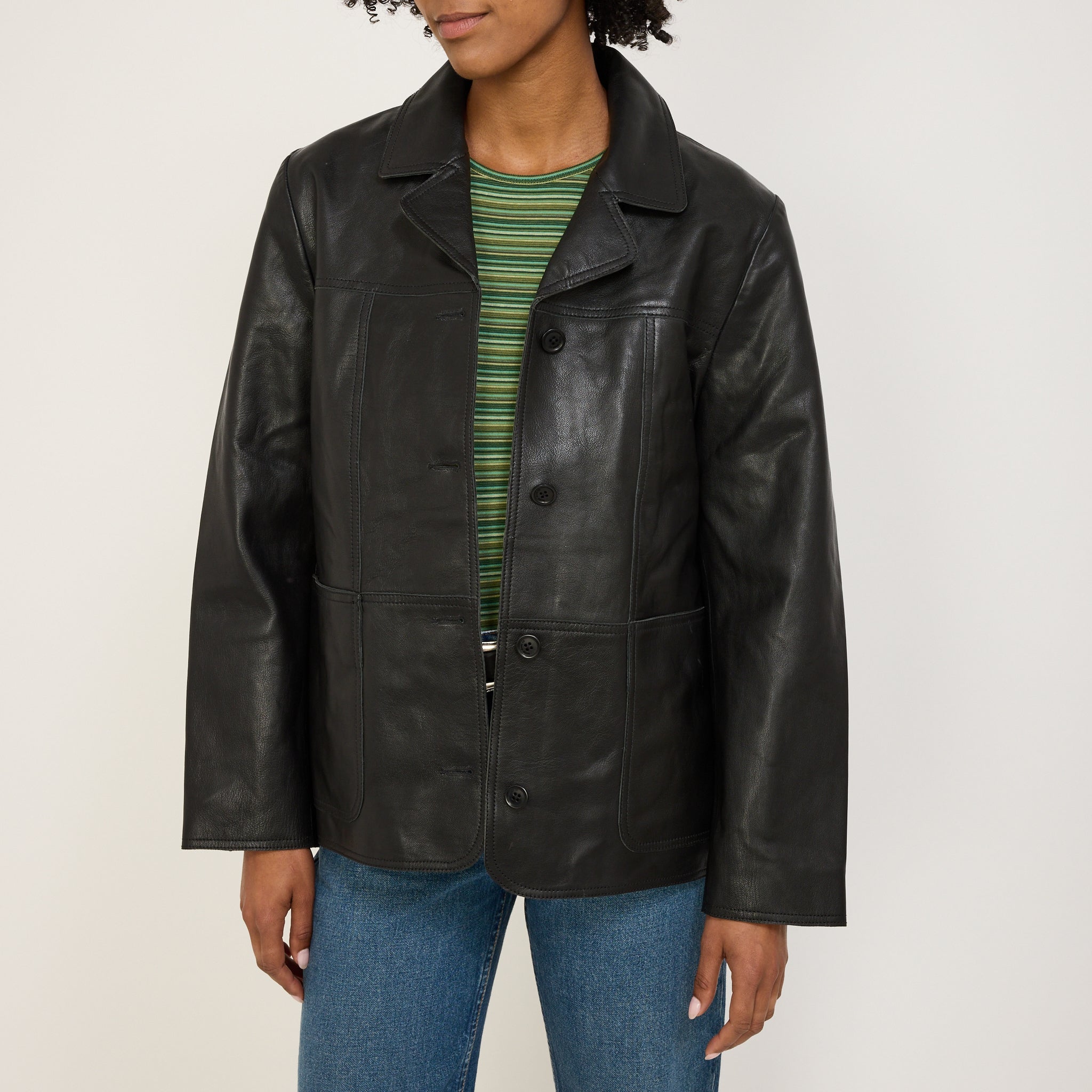 Nudie Jeans Co. | Saga Leather Blazer Black | Maplestore