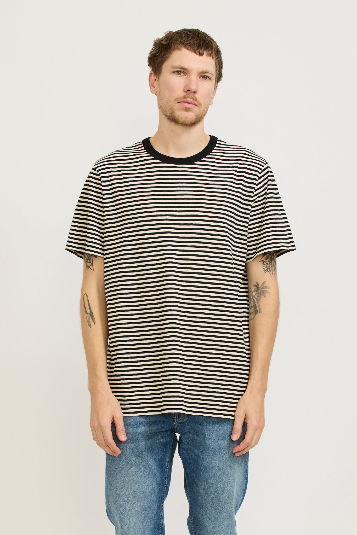 Nudie Jeans Co. | Roy Slub Stripe T-Shirt Ecru/Black | Maplestore