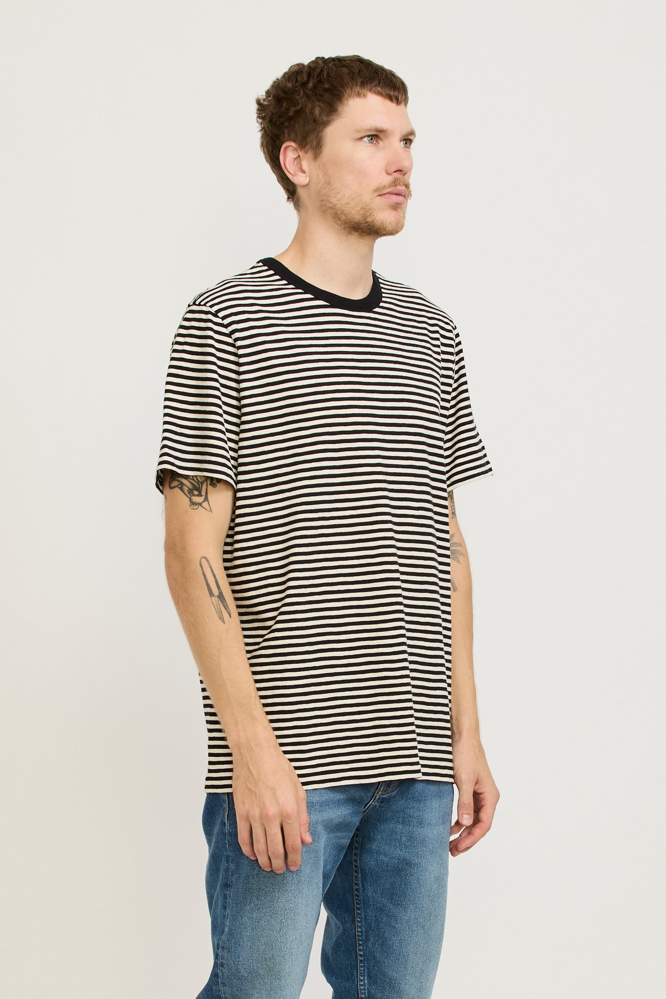 Nudie Jeans Co. | Roy Slub Stripe T-Shirt Ecru/Black | Maplestore