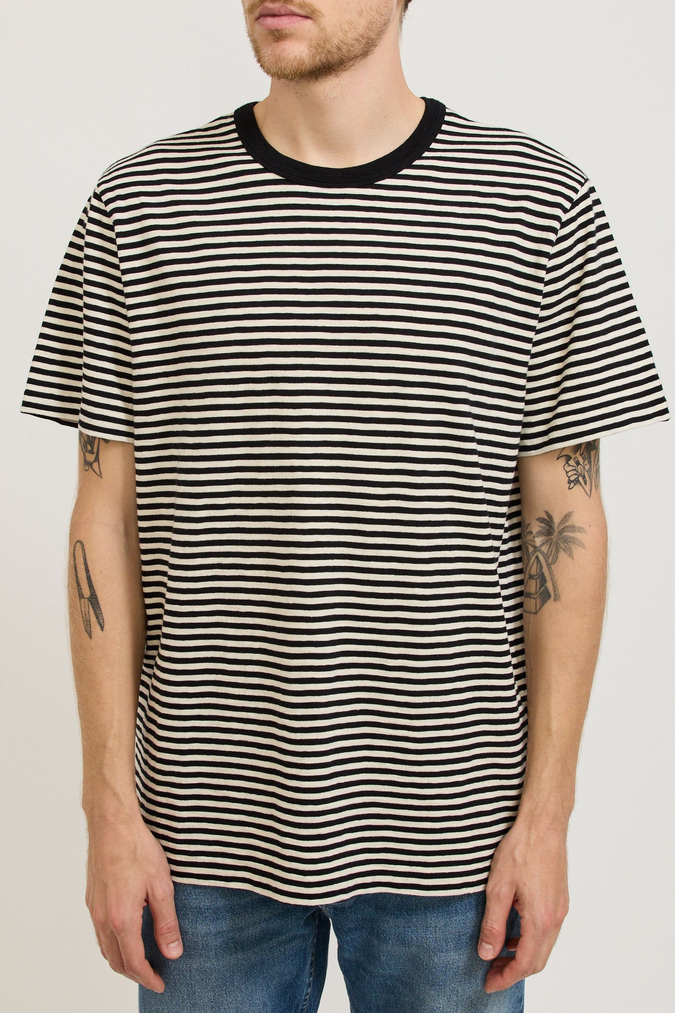 Nudie Jeans Co. | Roy Slub Stripe T-Shirt Ecru/Black | Maplestore