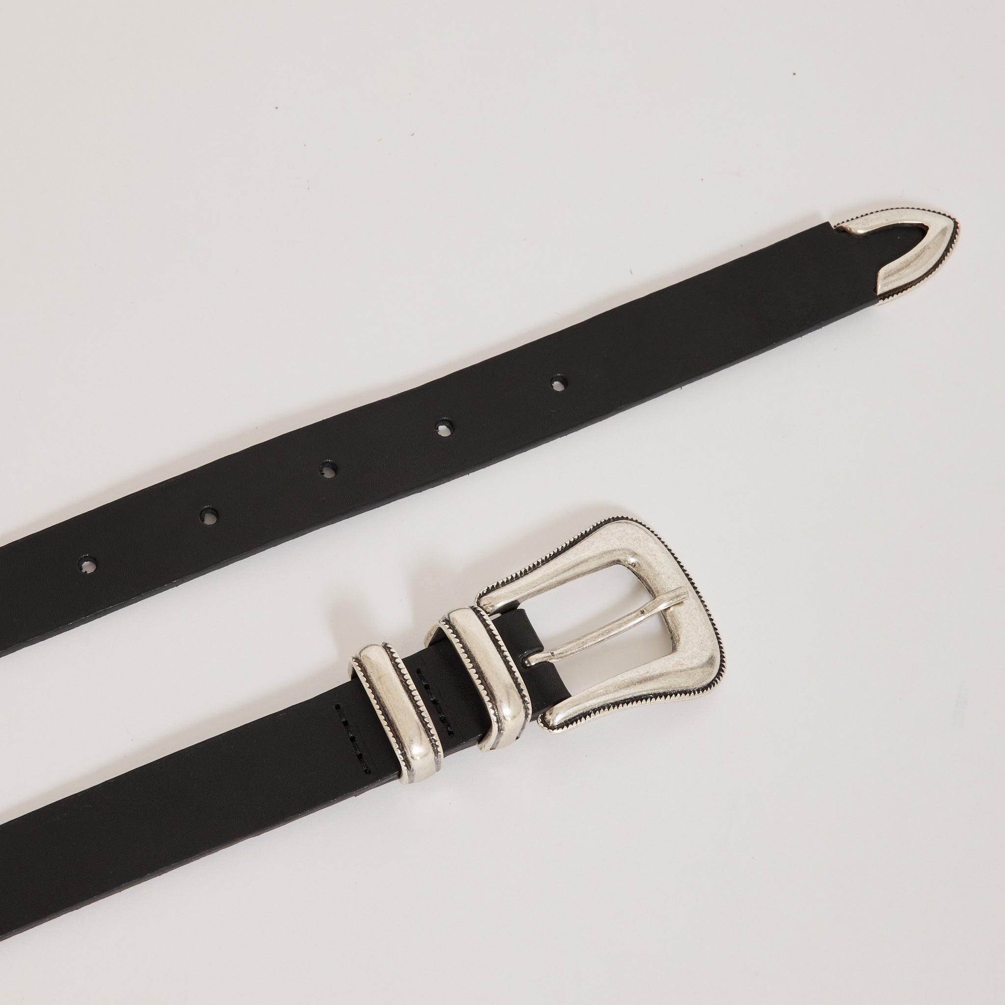 Western Silver Belt Black
