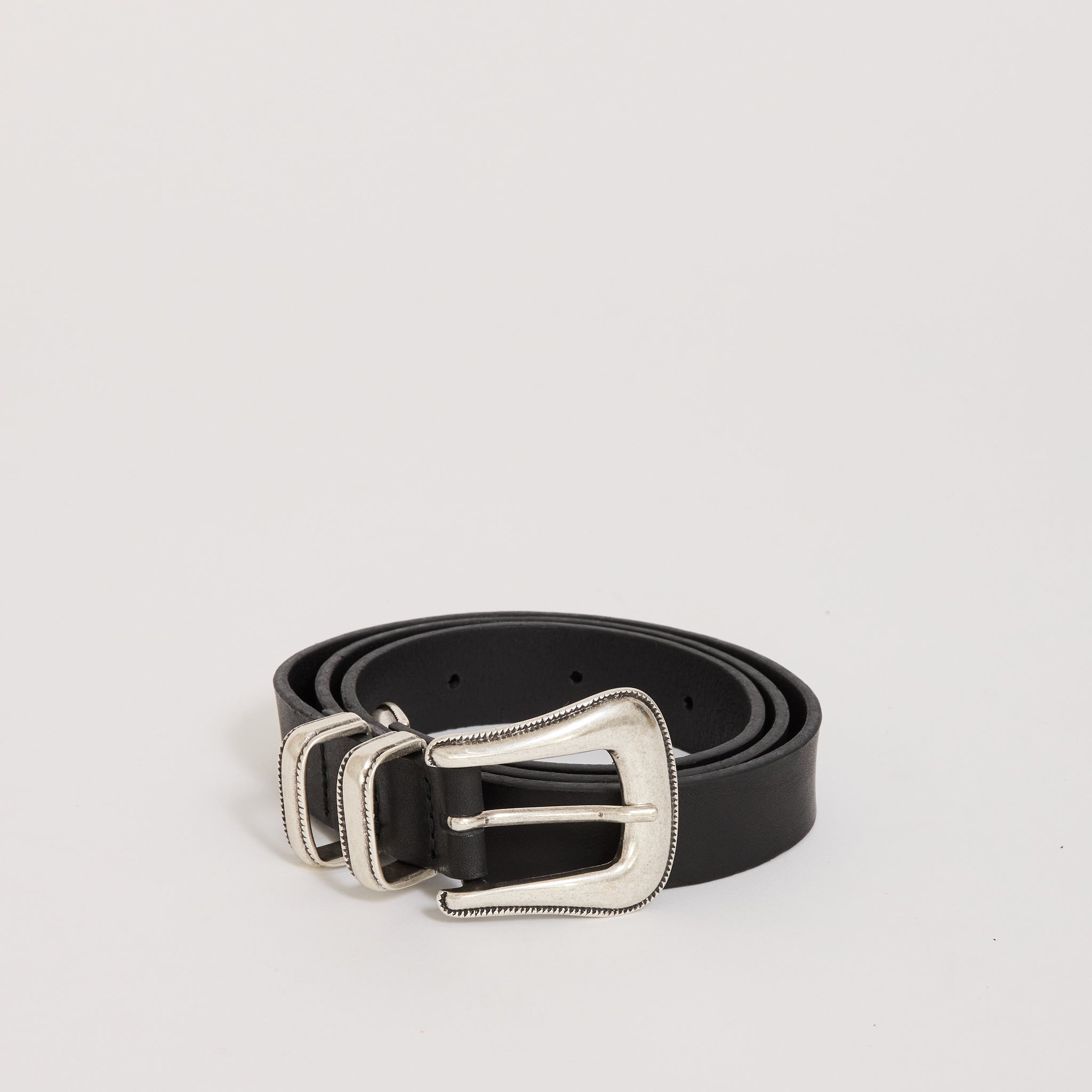 Western Silver Belt Black
