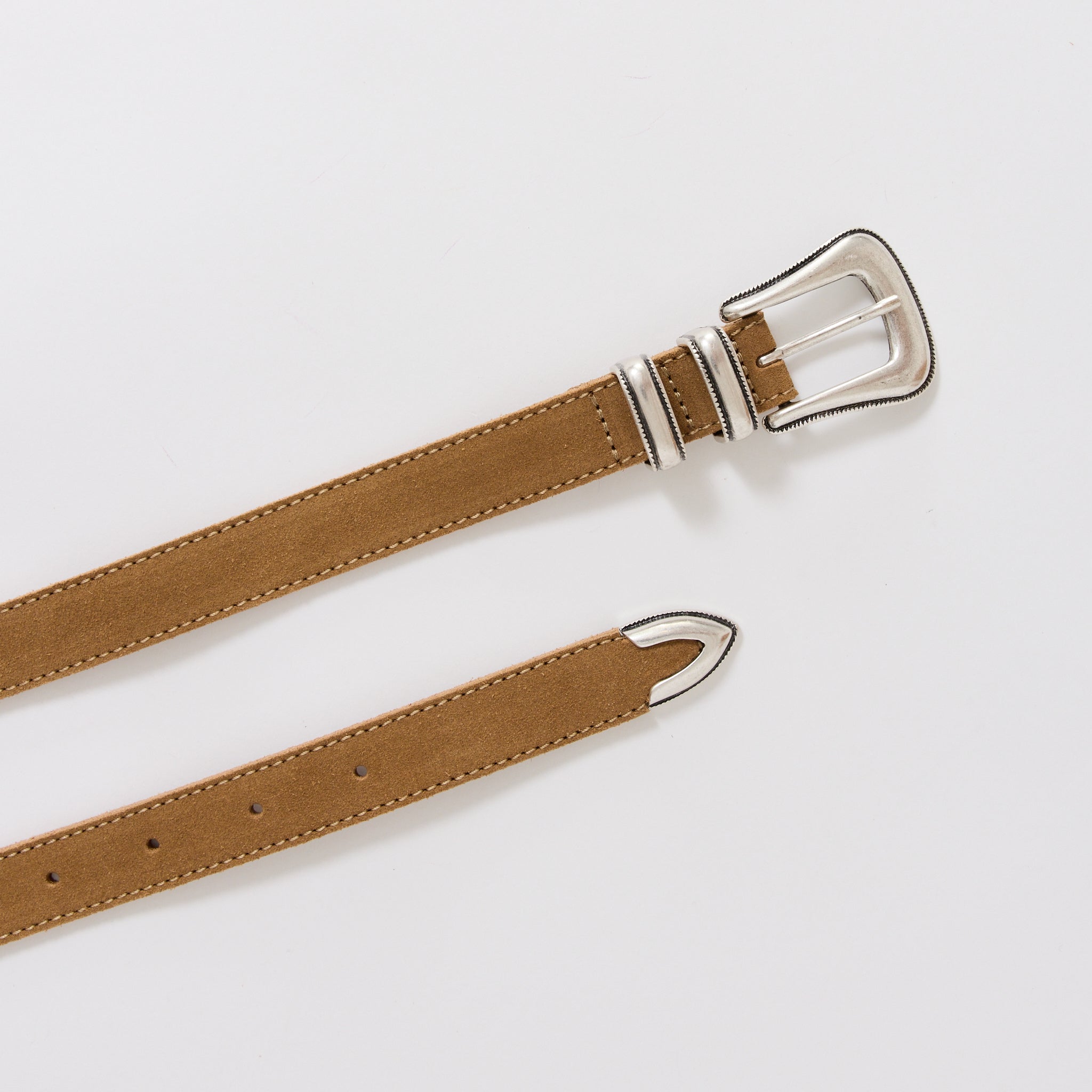 Western Suede Silver Belt Tobacco