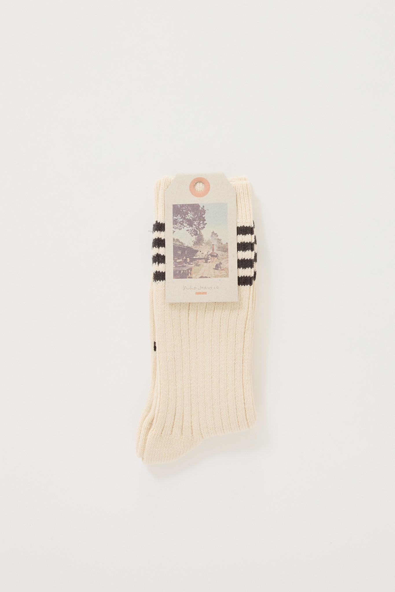 Women Tennis Socks Stripe Off White/Black