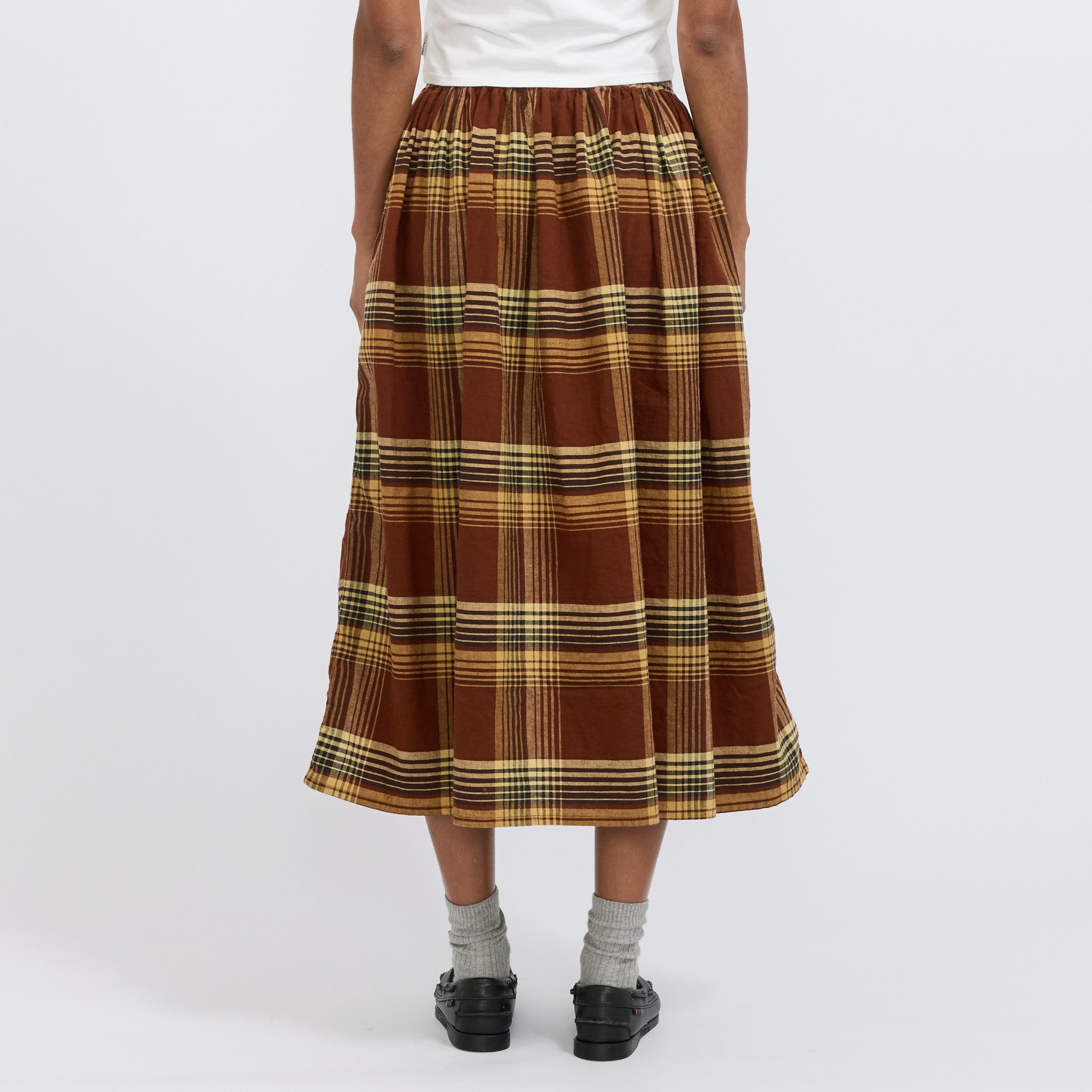 Orslow | Original Check Gathered Skirt Brown Check | Maplestore