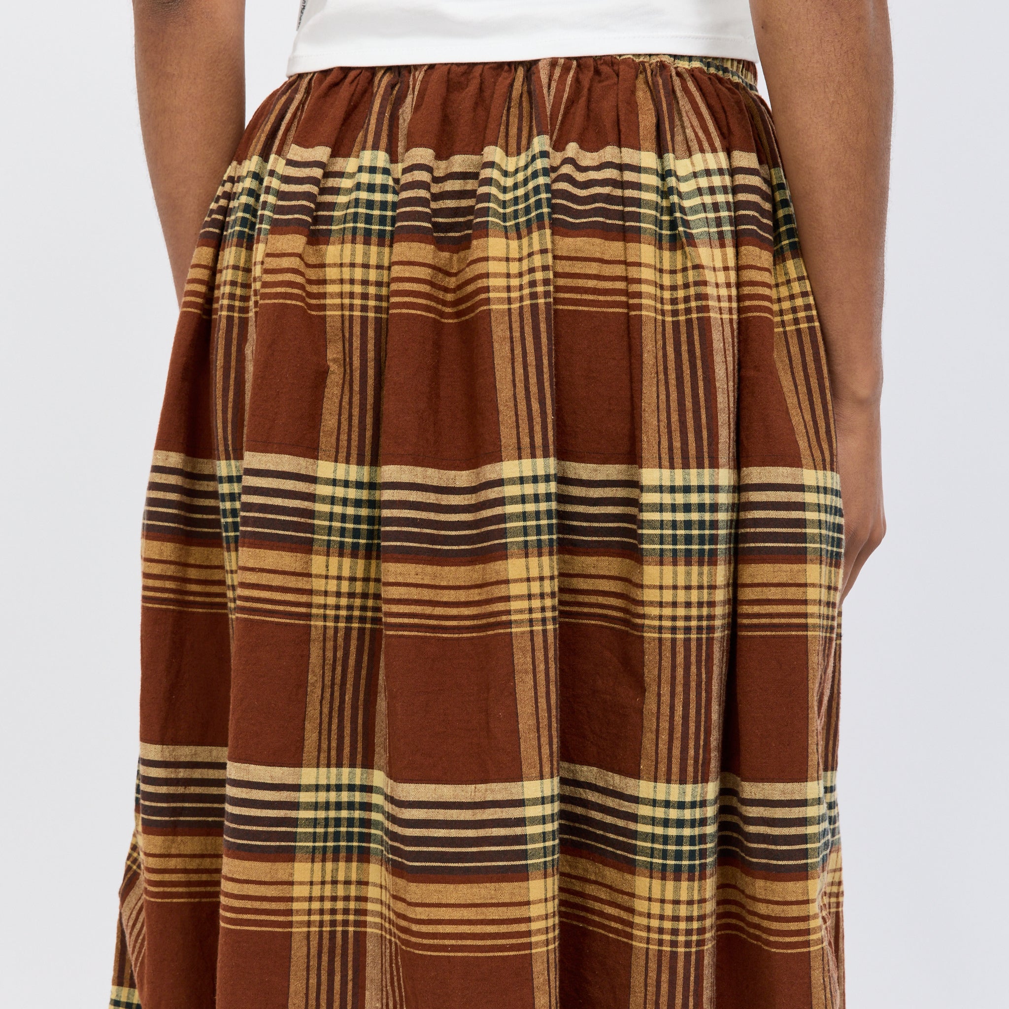 Orslow | Original Check Gathered Skirt Brown Check | Maplestore