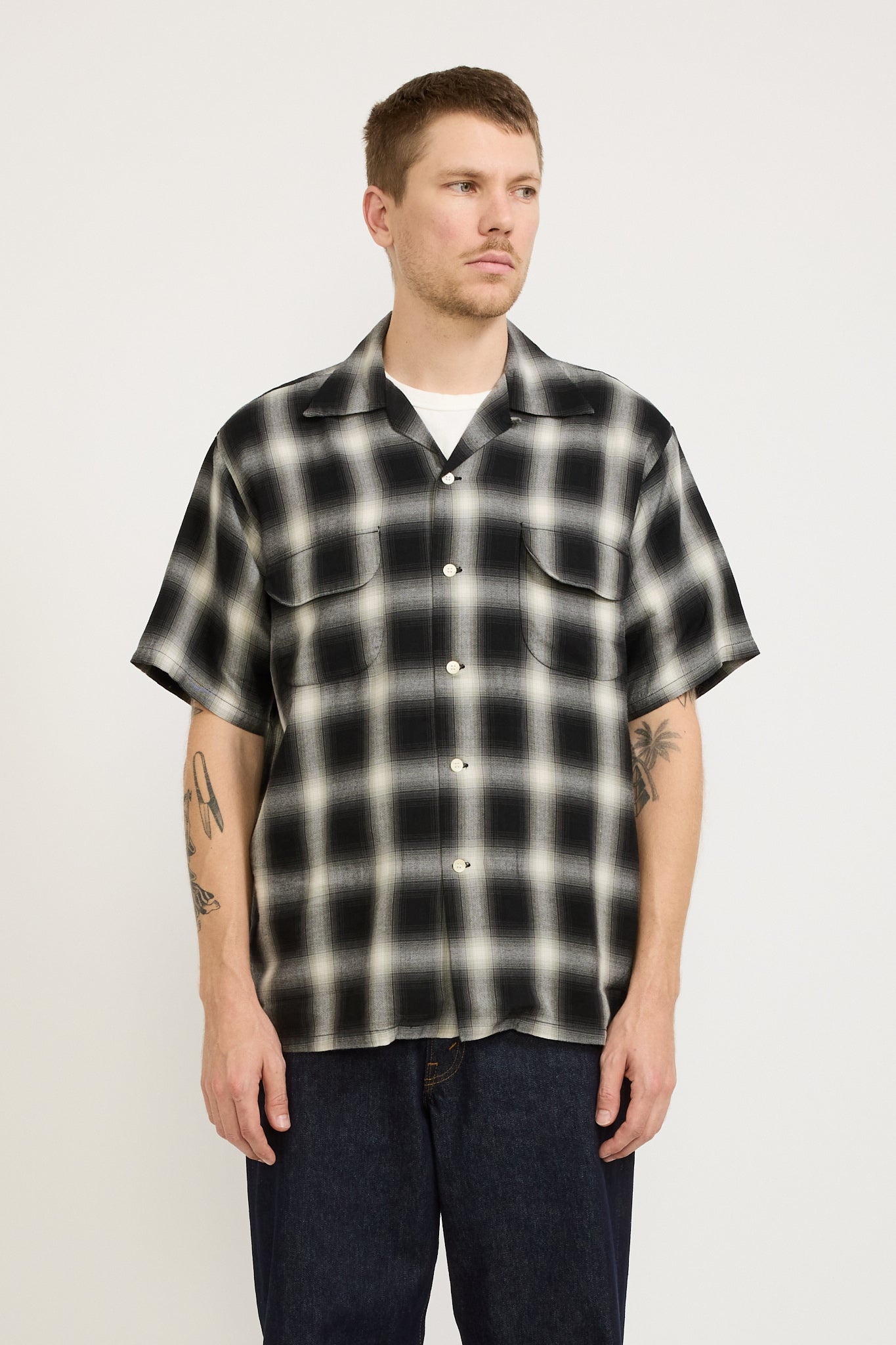 Ombre Check Short Sleeve Shirt Black Check