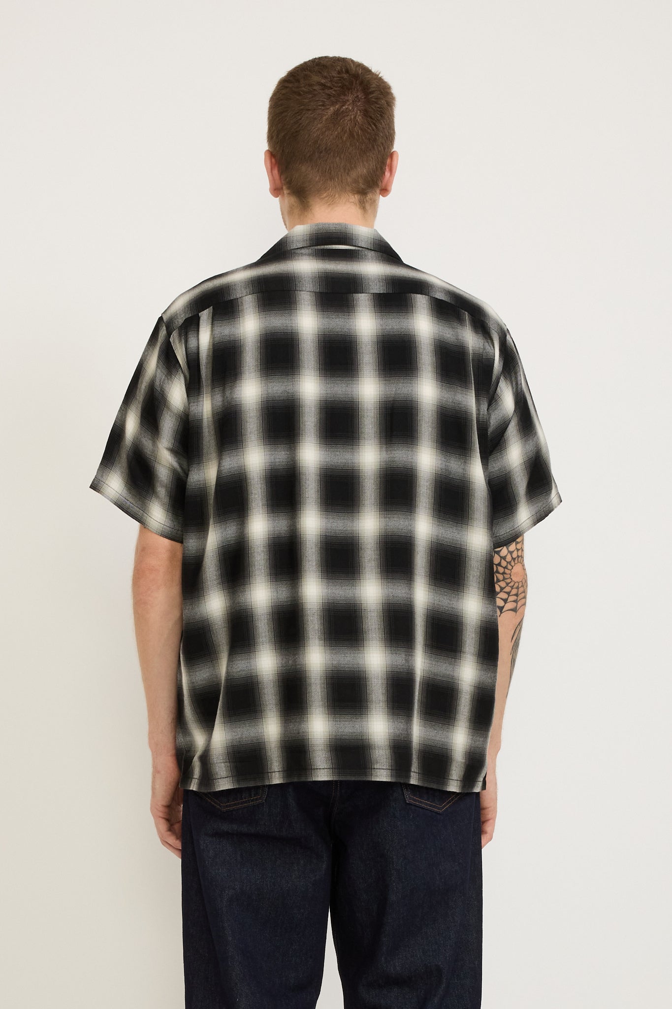 Ombre Check Short Sleeve Shirt Black Check