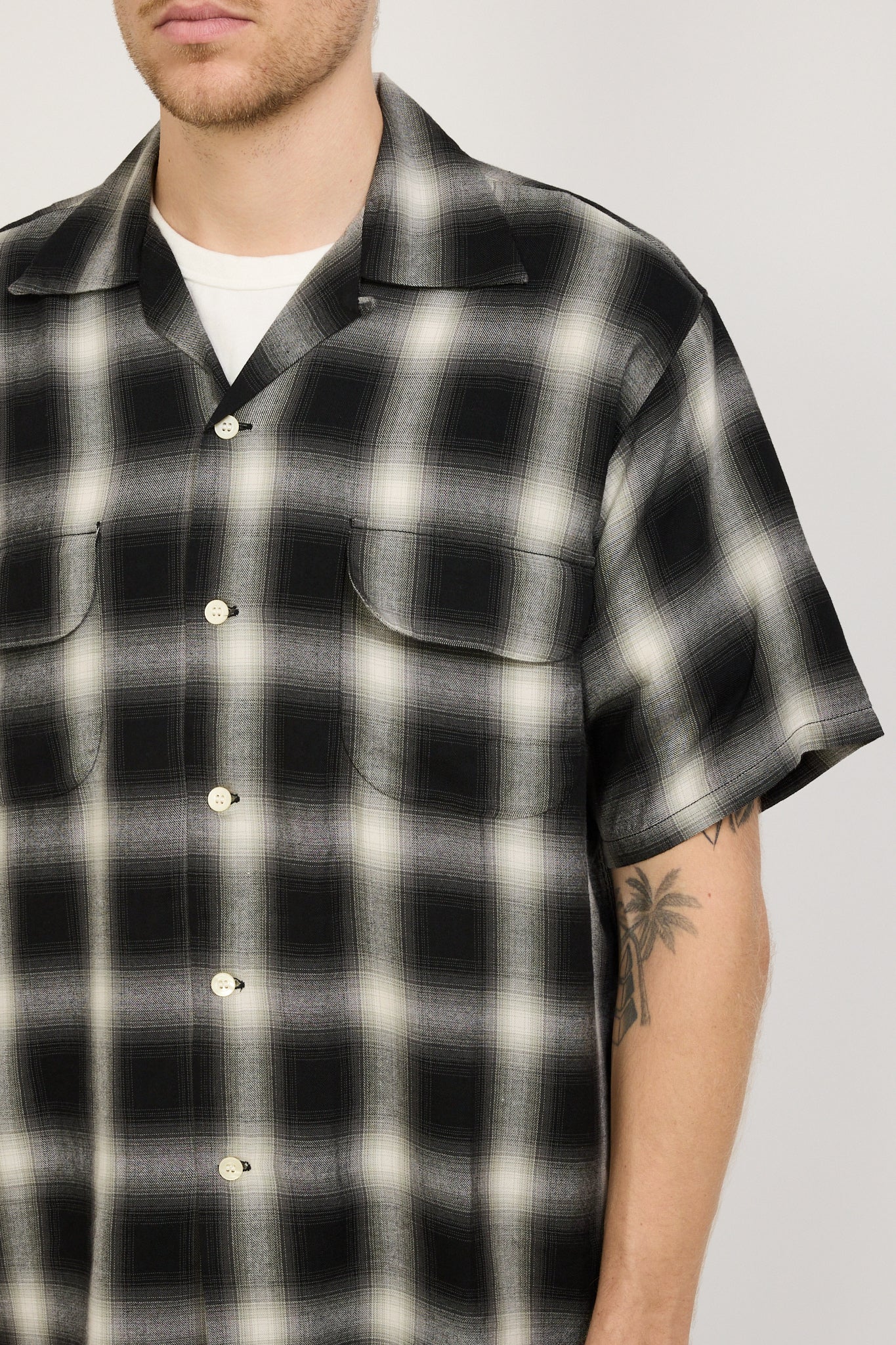 Ombre Check Short Sleeve Shirt Black Check