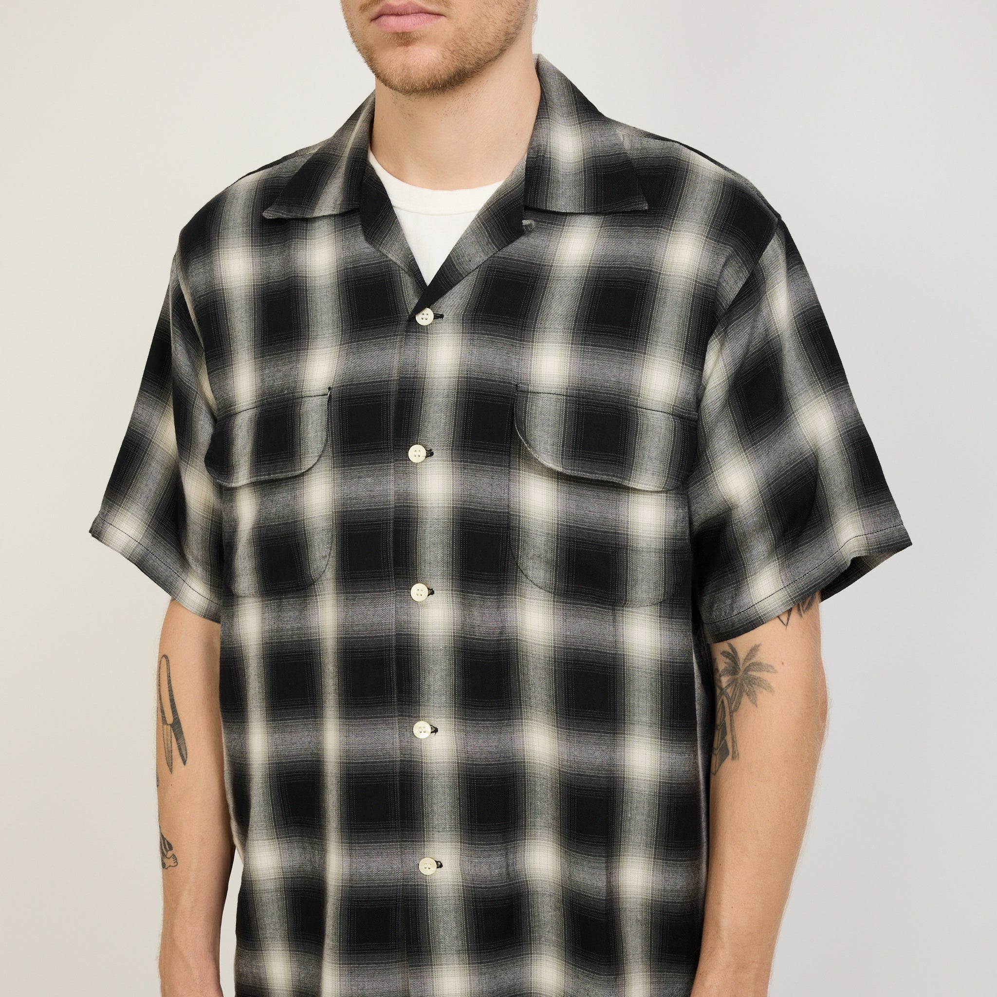 Orslow | Ombre Check Short Sleeve Shirt Black Check | Maplestore