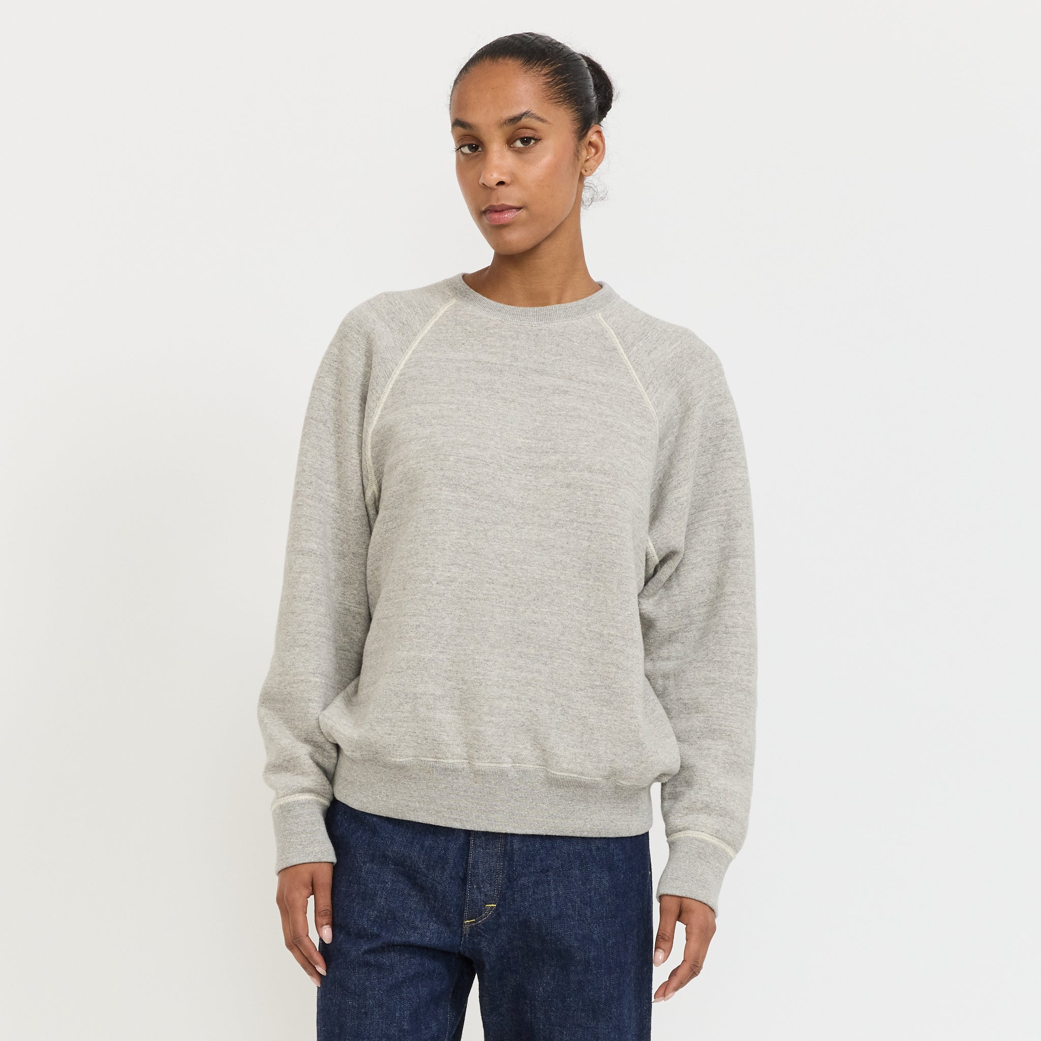 Crew Neck Sweat Shirt Heather Gray Womens | Maplestore