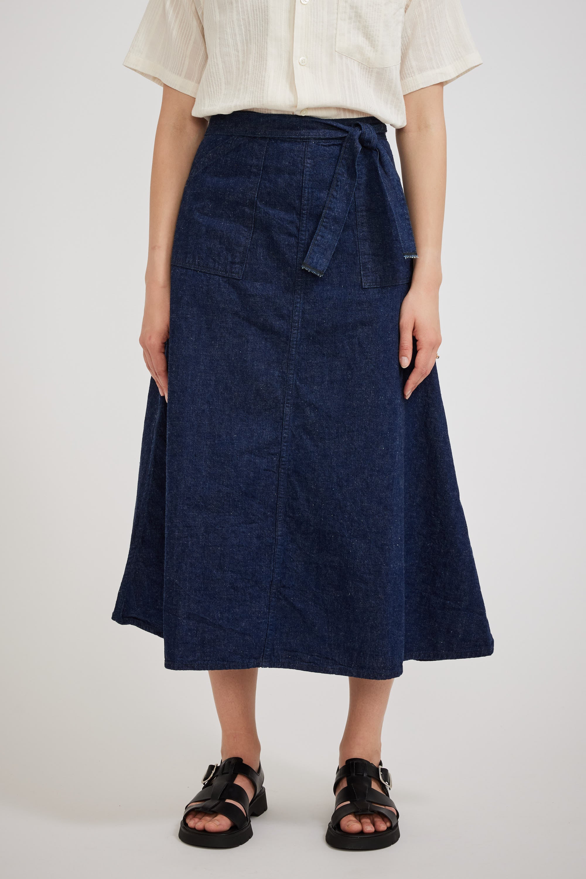 Denim wrap maxi skirt best sale