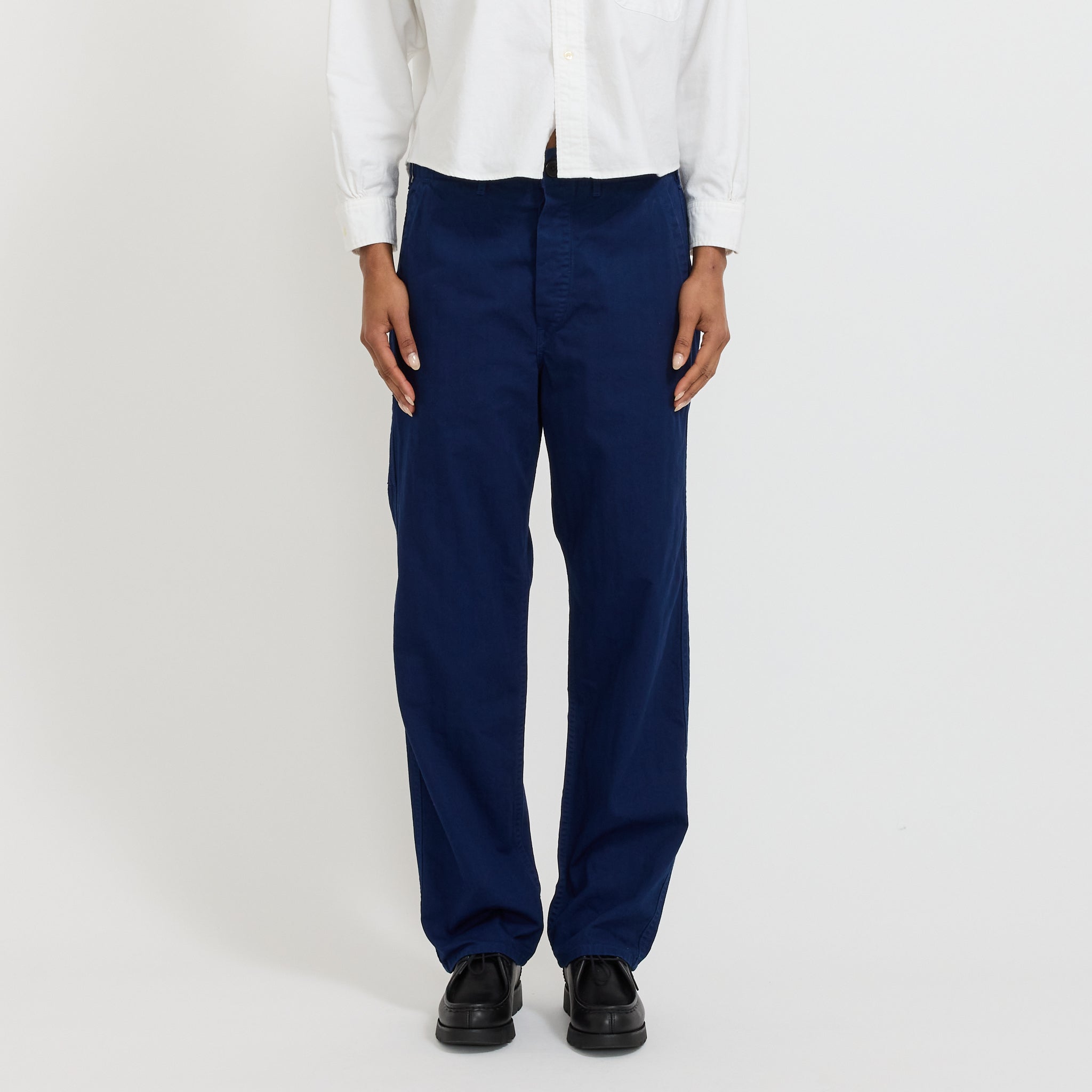 Wide Fit French Work Pants Black Womens