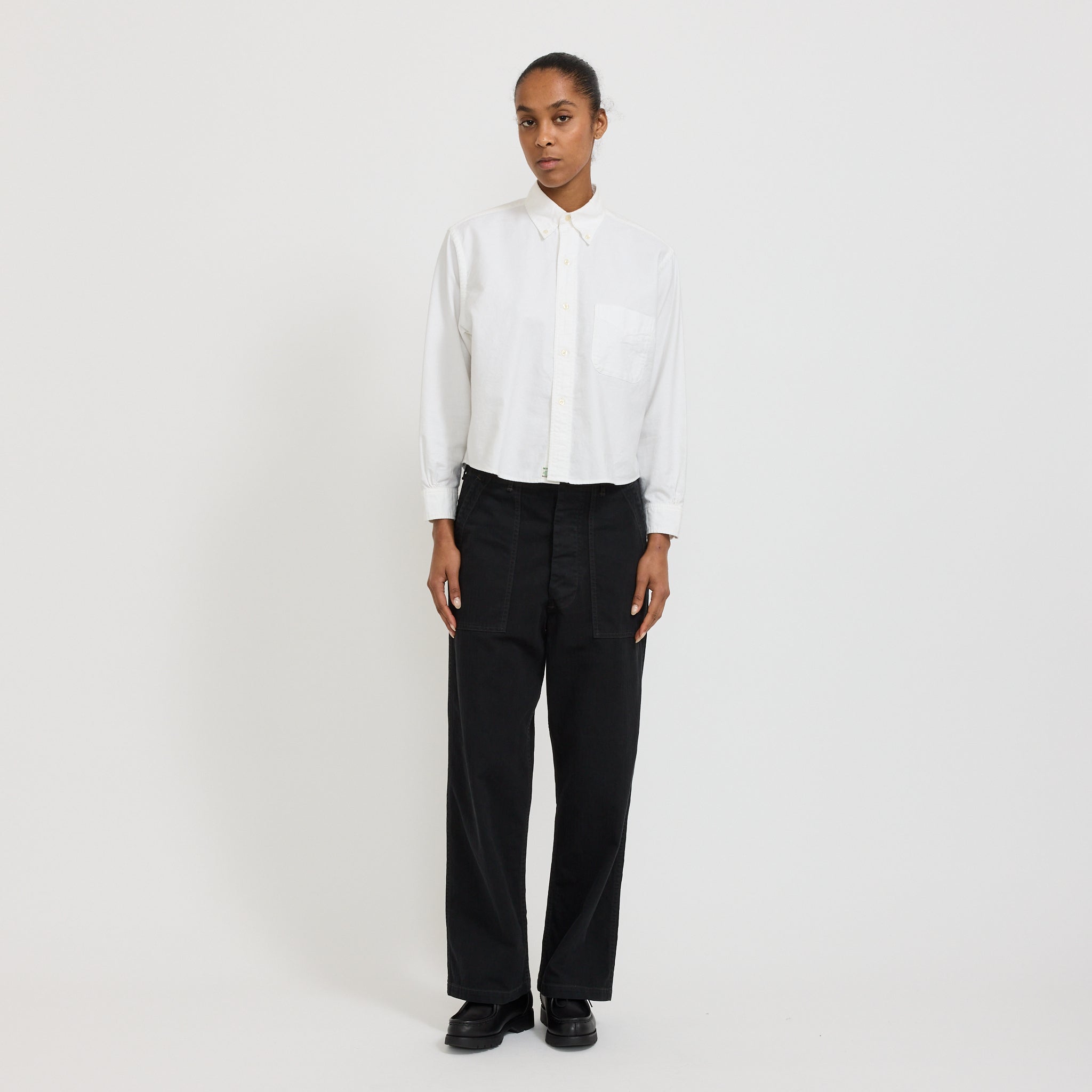 Herringbone Twill Summer Fatigue Pants Black Womens