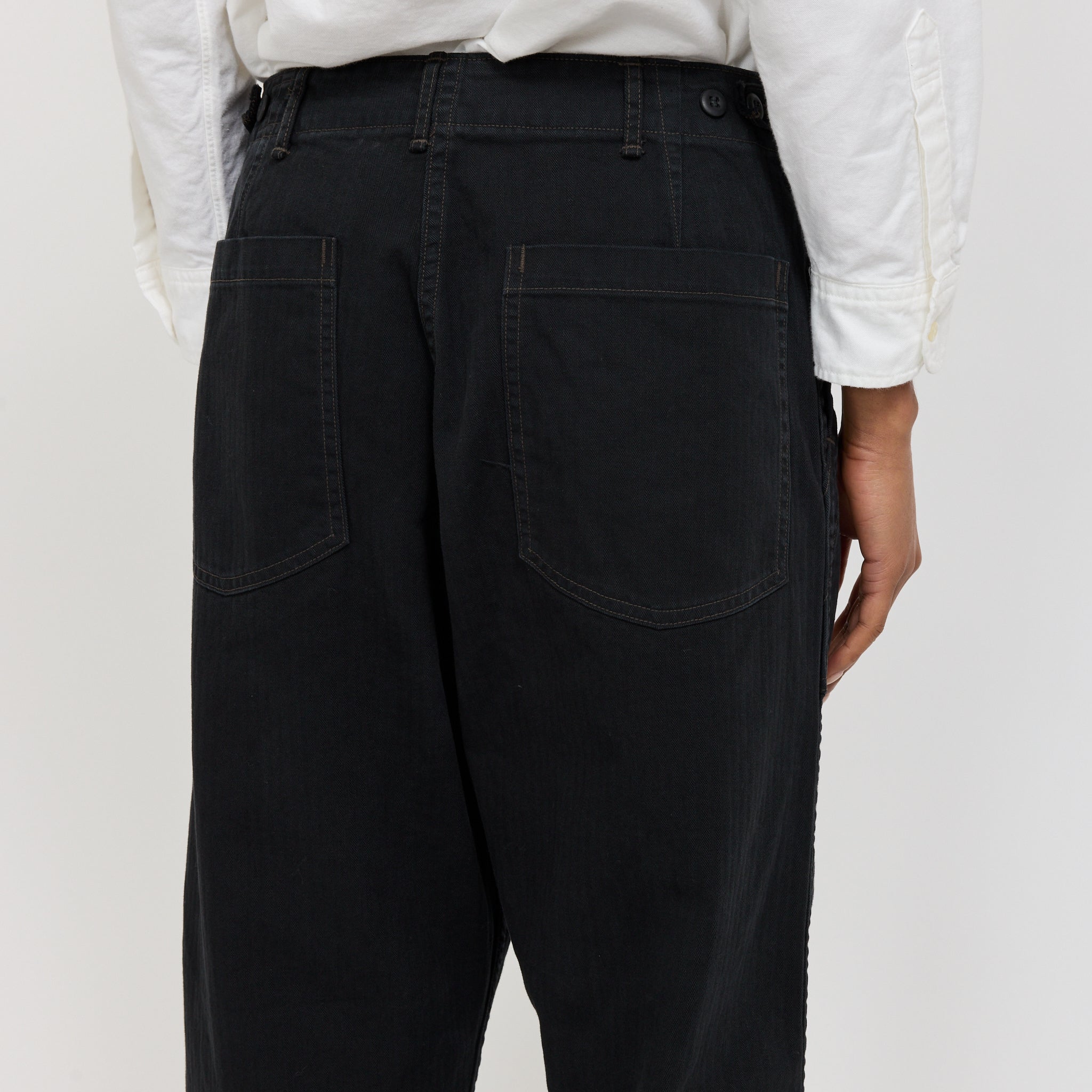 Herringbone Twill Summer Fatigue Pants Black Womens
