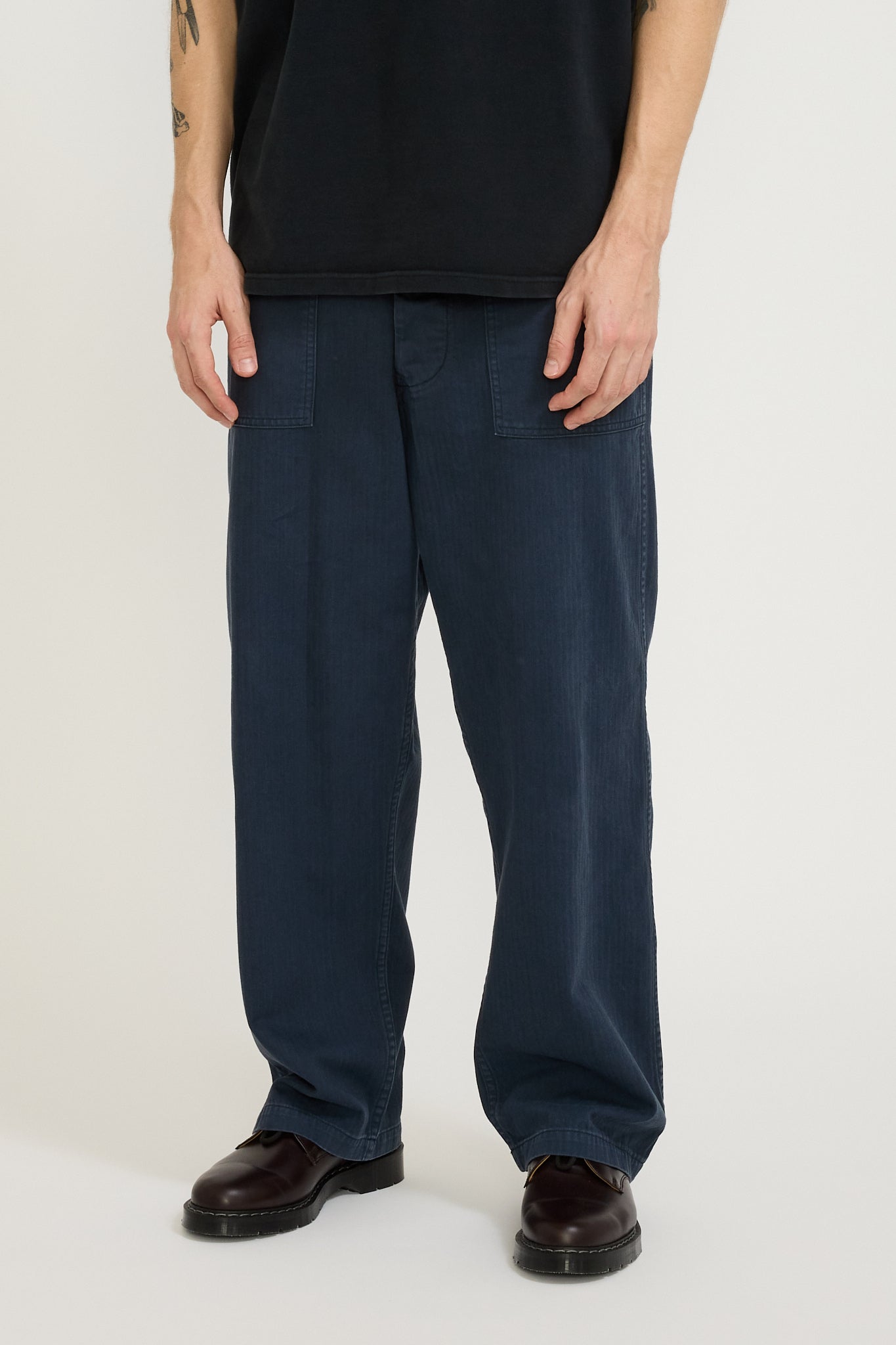 Herringbone Twill Summer Fatigue Pants Navy