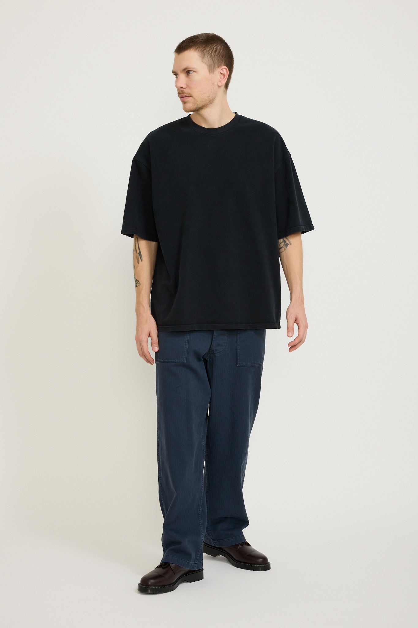 Herringbone Twill Summer Fatigue Pants Navy