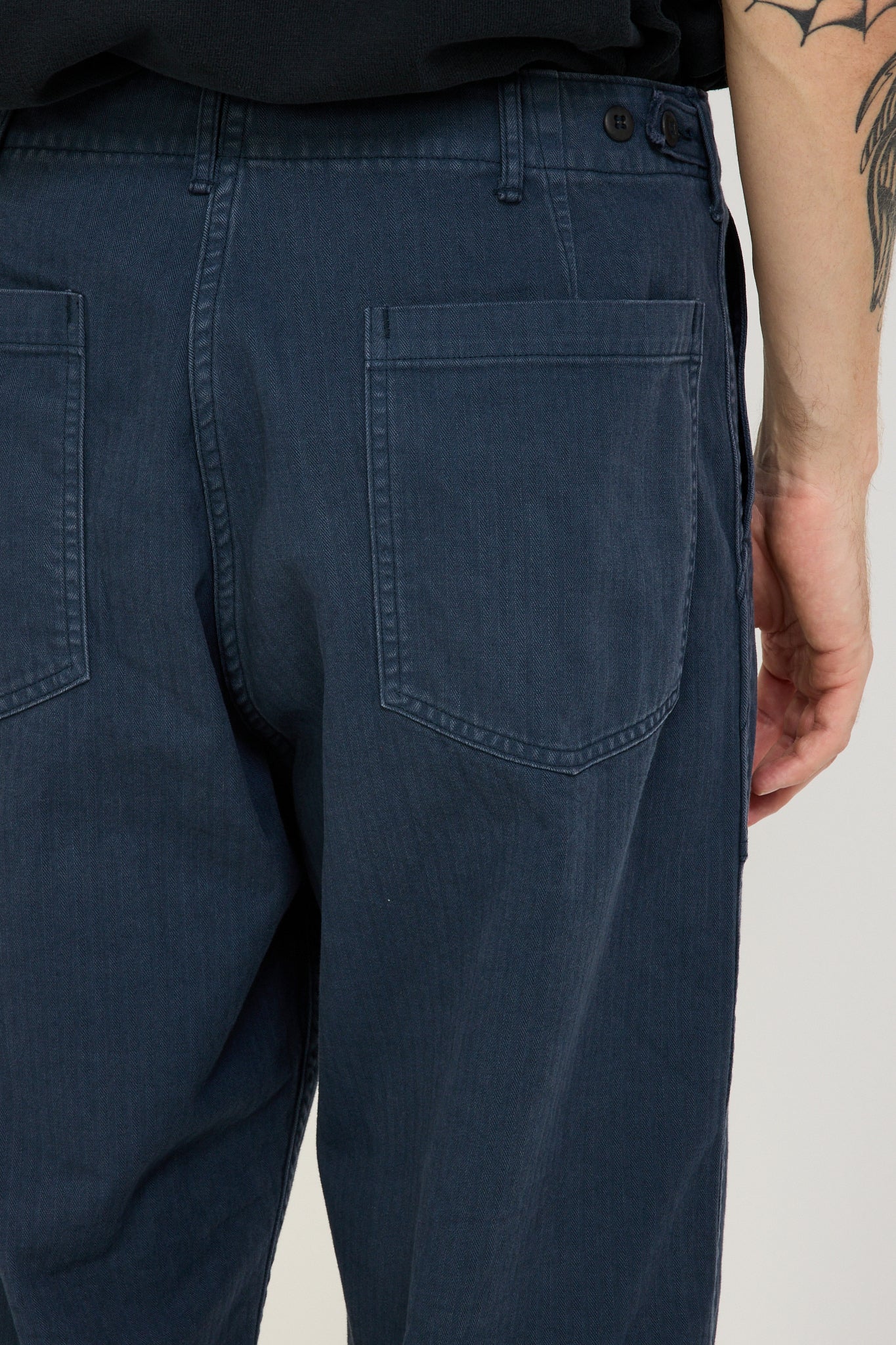 Herringbone Twill Summer Fatigue Pants Navy