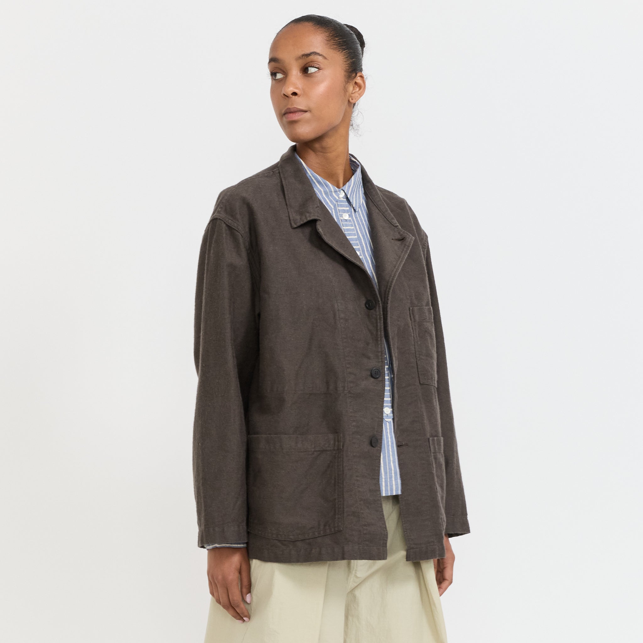 Orslow Moleskin Relax Fit Simple Work Jacket Charcoal Grey