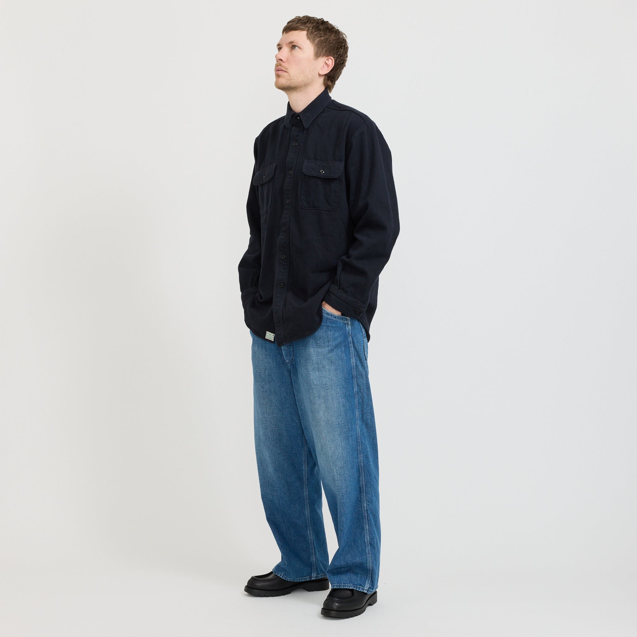 Heavyweight Flannel Shirt Navy
