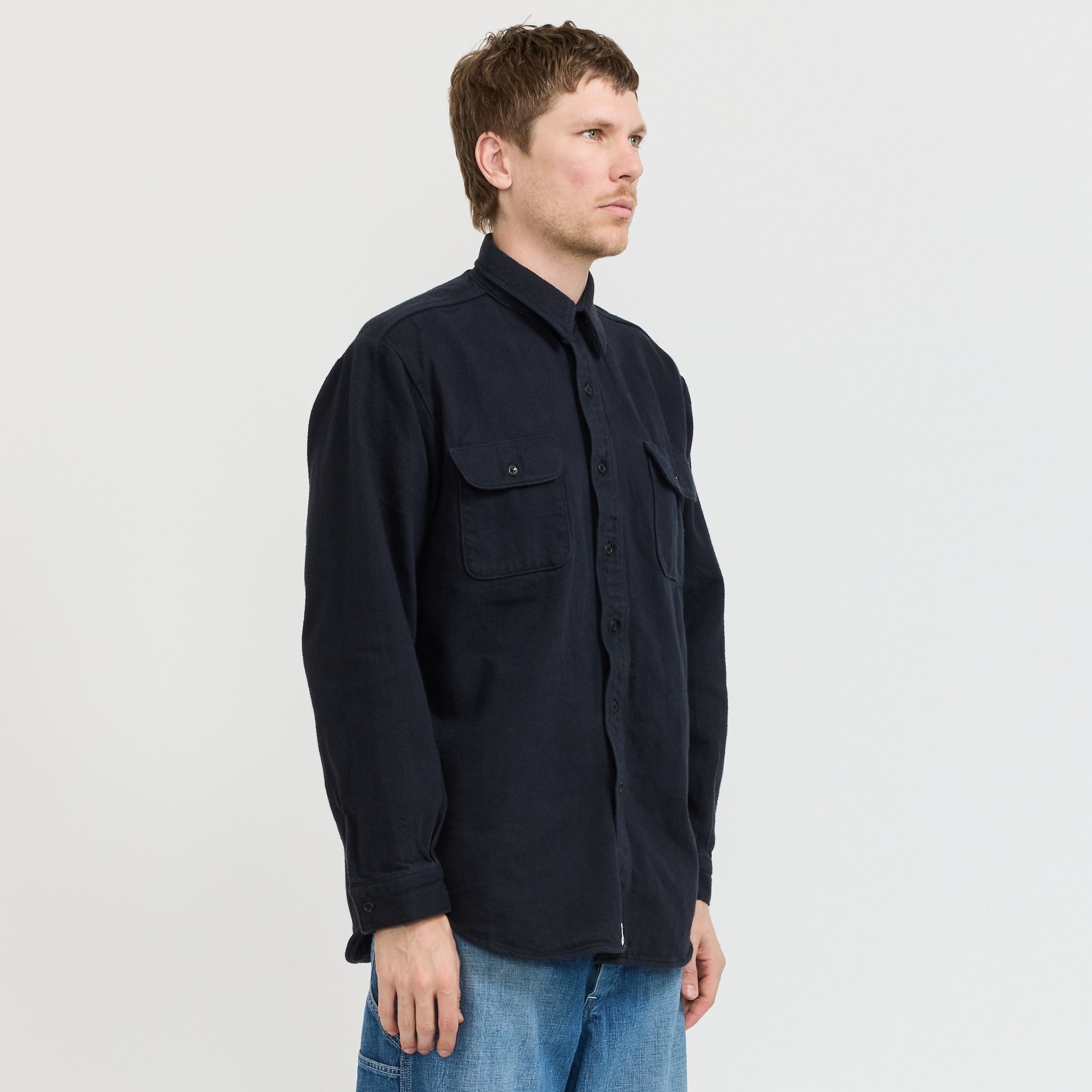 Heavyweight Flannel Shirt Navy