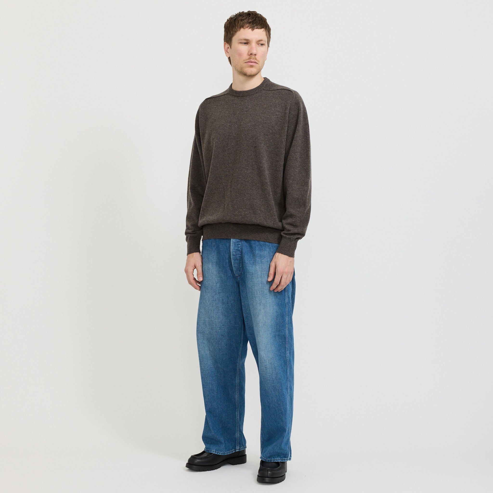 Simple Crew Neck Sweater Brown