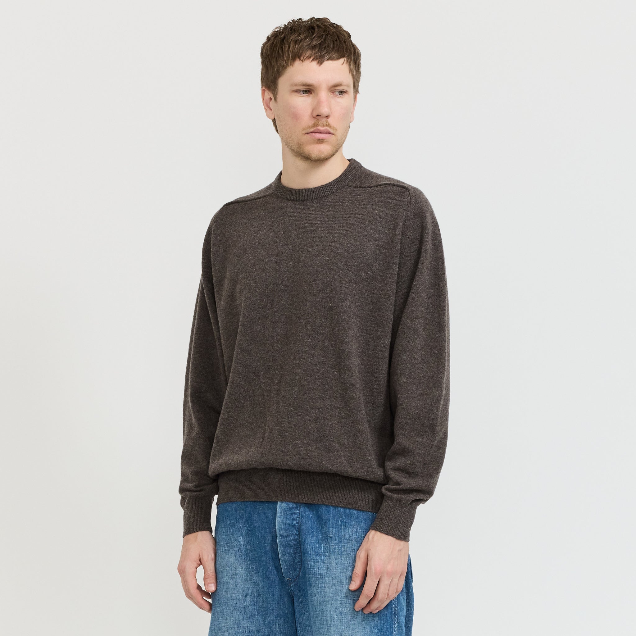 Simple Crew Neck Sweater Brown