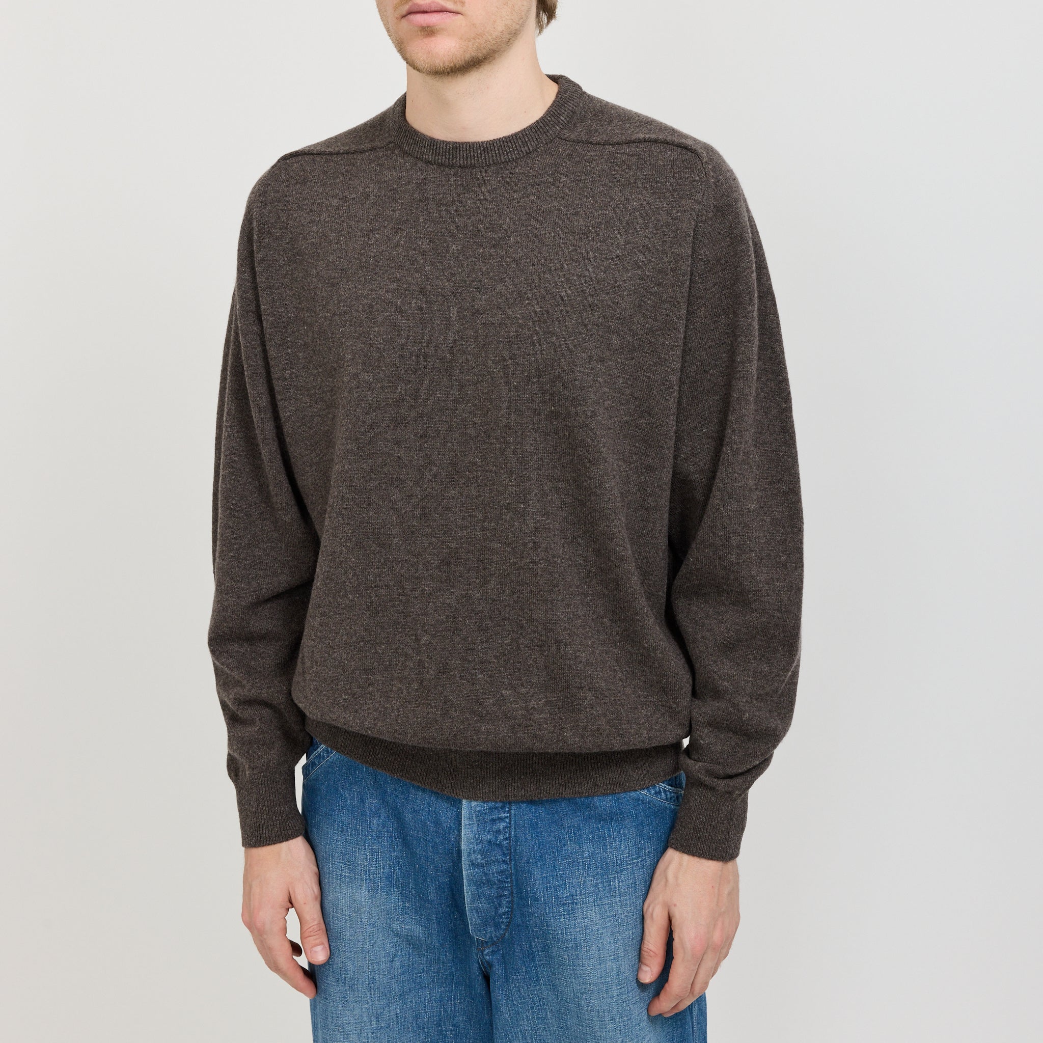 Simple Crew Neck Sweater Brown