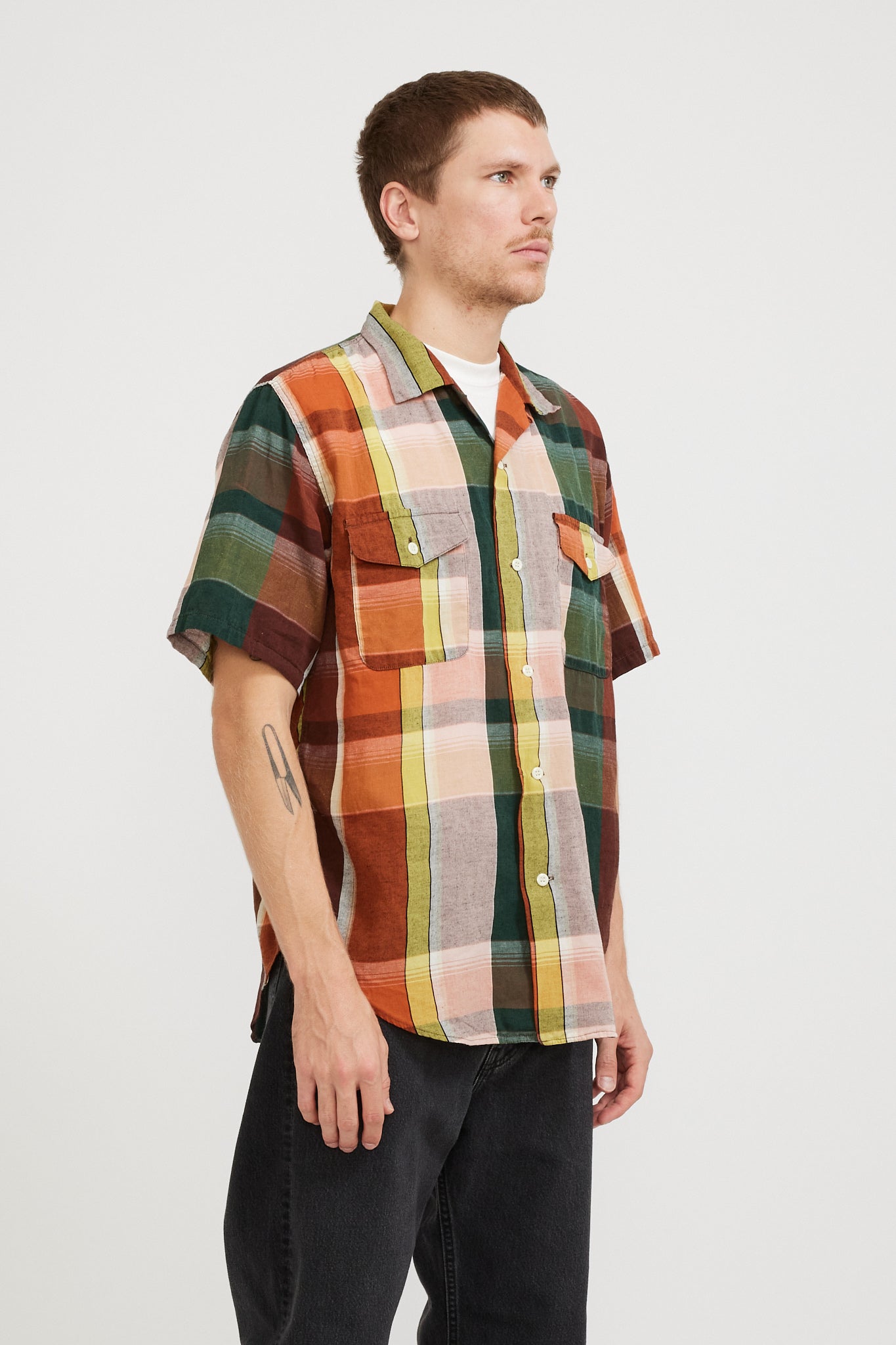 Orslow | Short Sleeve Work Shirt Check Multi | Maplestore