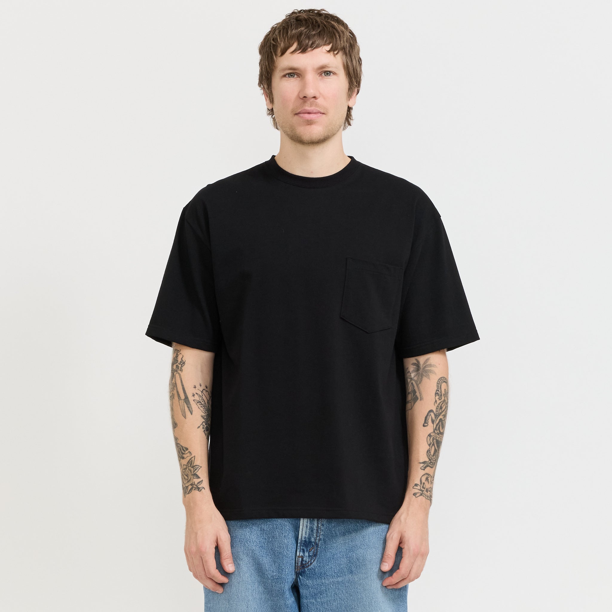 Sturdy Cotton T-Shirt With Pocket Black