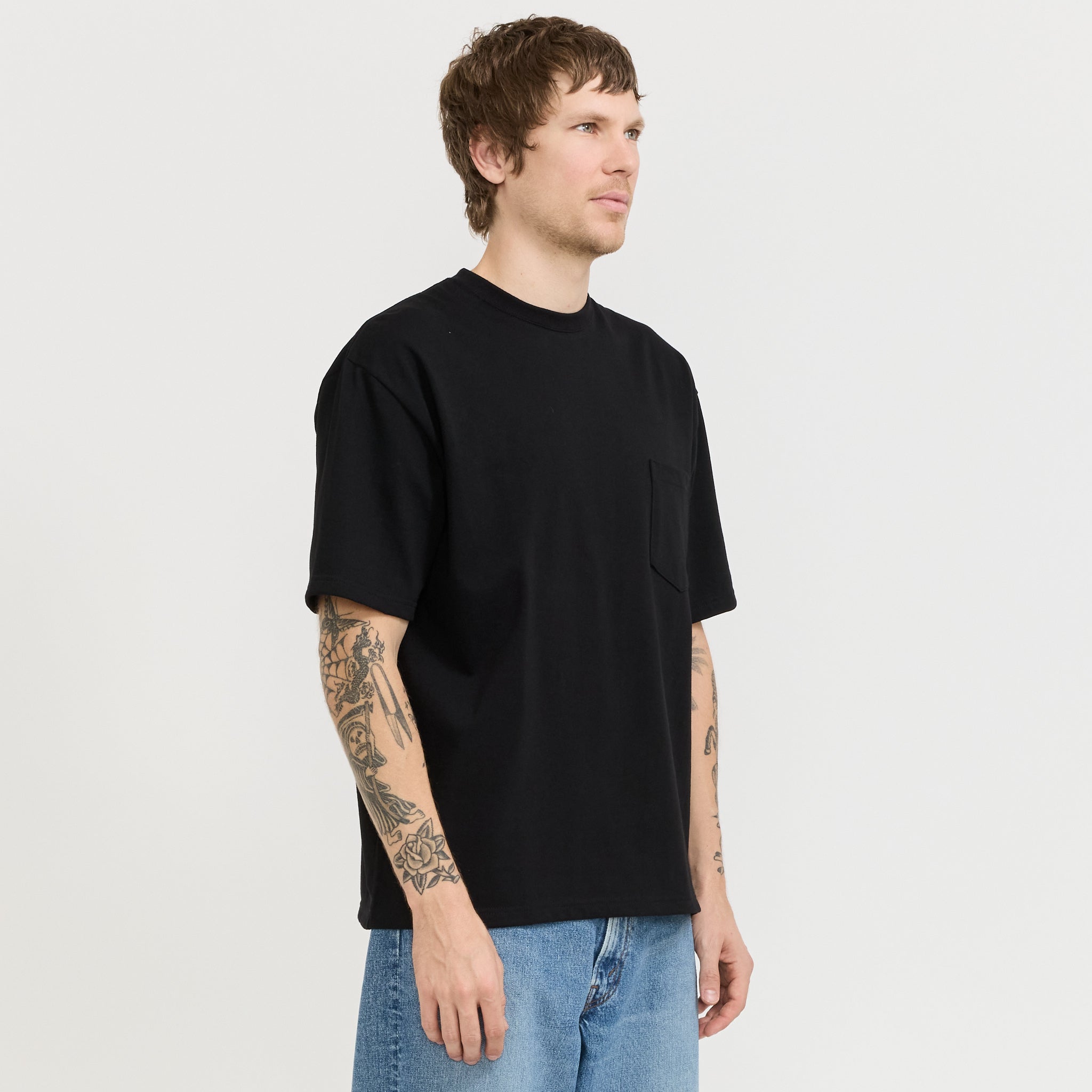 Sturdy Cotton T-Shirt With Pocket Black
