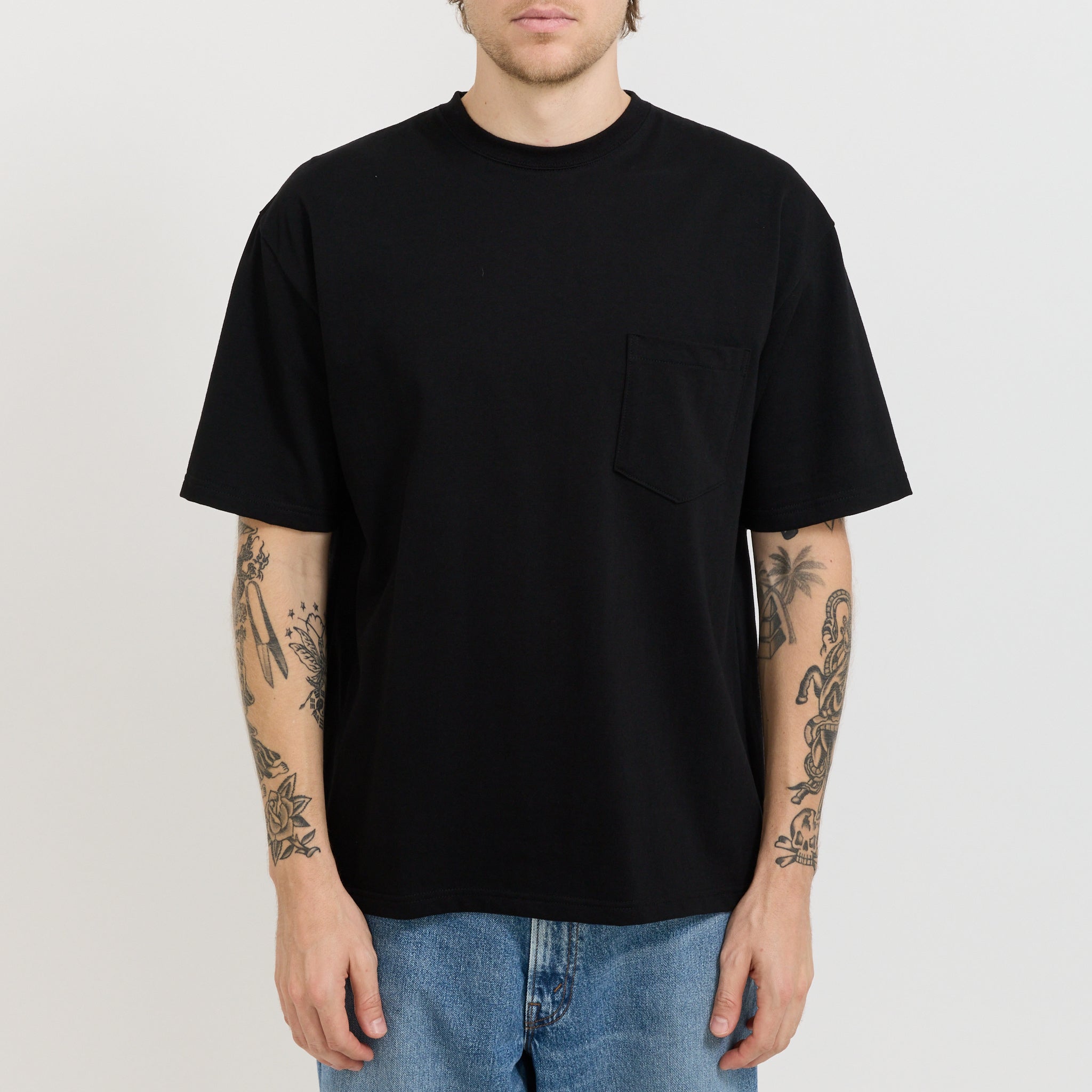 Sturdy Cotton T-Shirt With Pocket Black